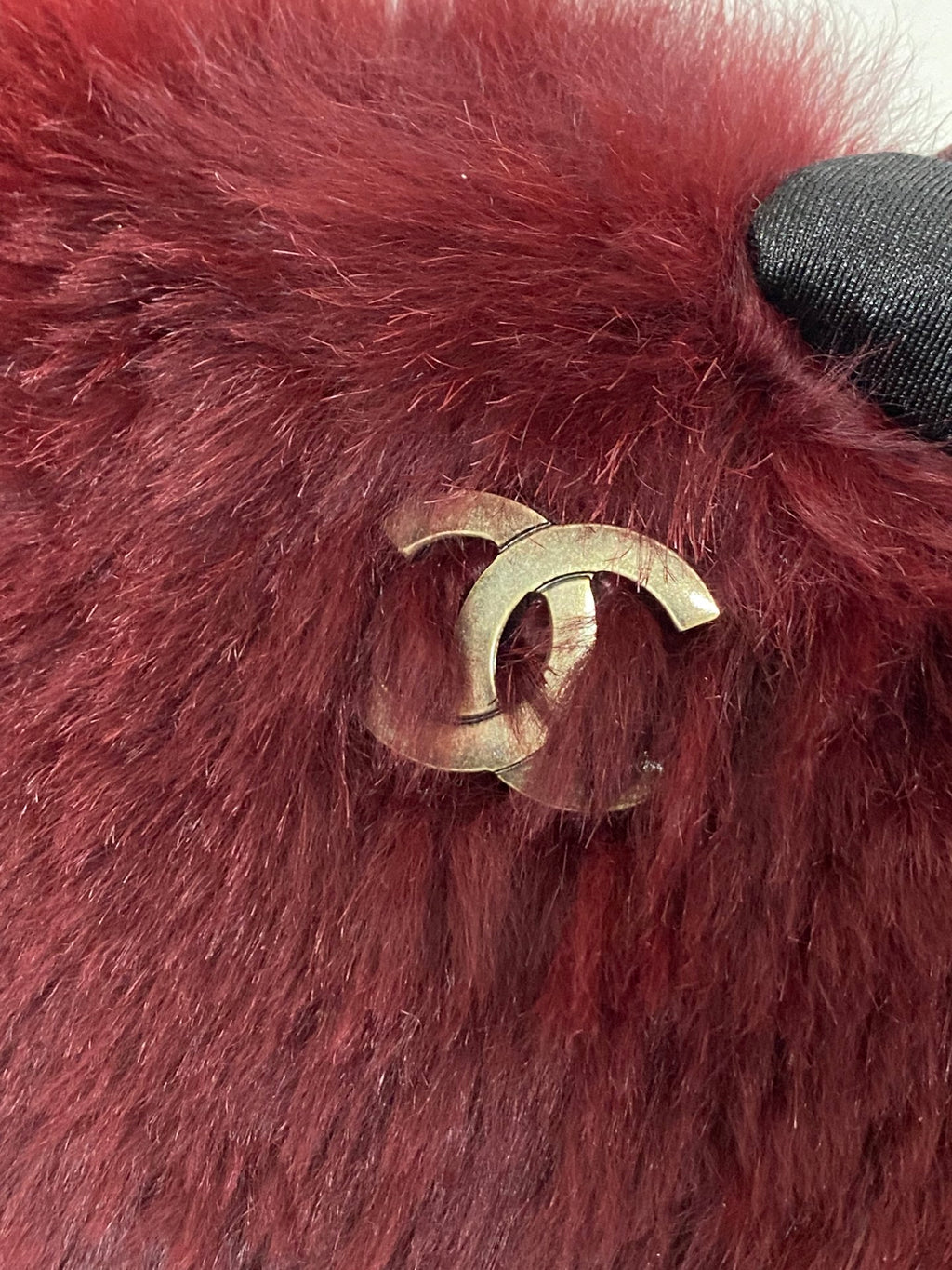 CHANEL Burgundy Fur Totebag