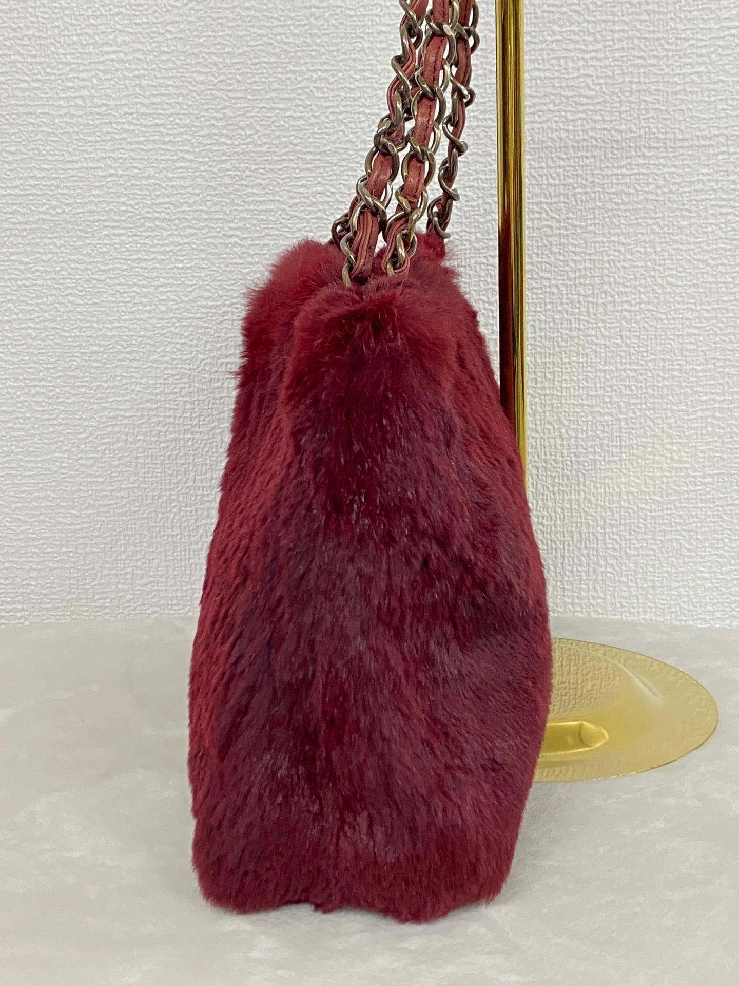 CHANEL Burgundy Fur Totebag