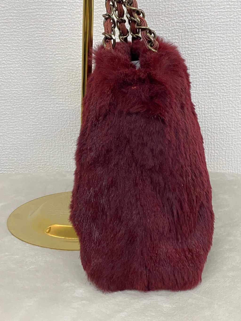 CHANEL Burgundy Fur Totebag