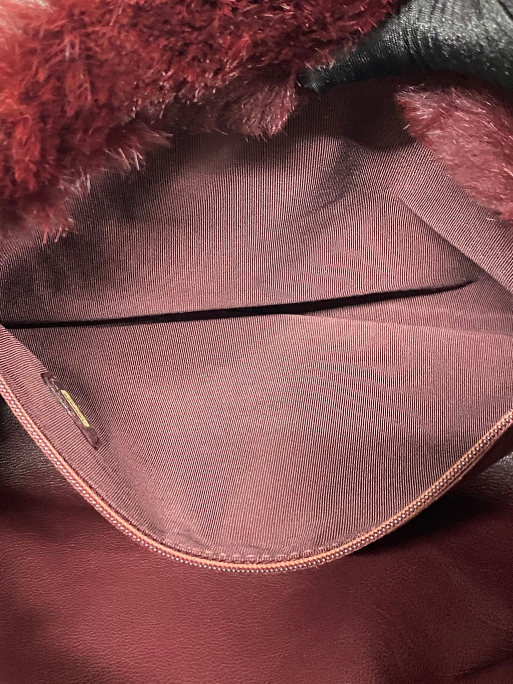 CHANEL Burgundy Fur Totebag