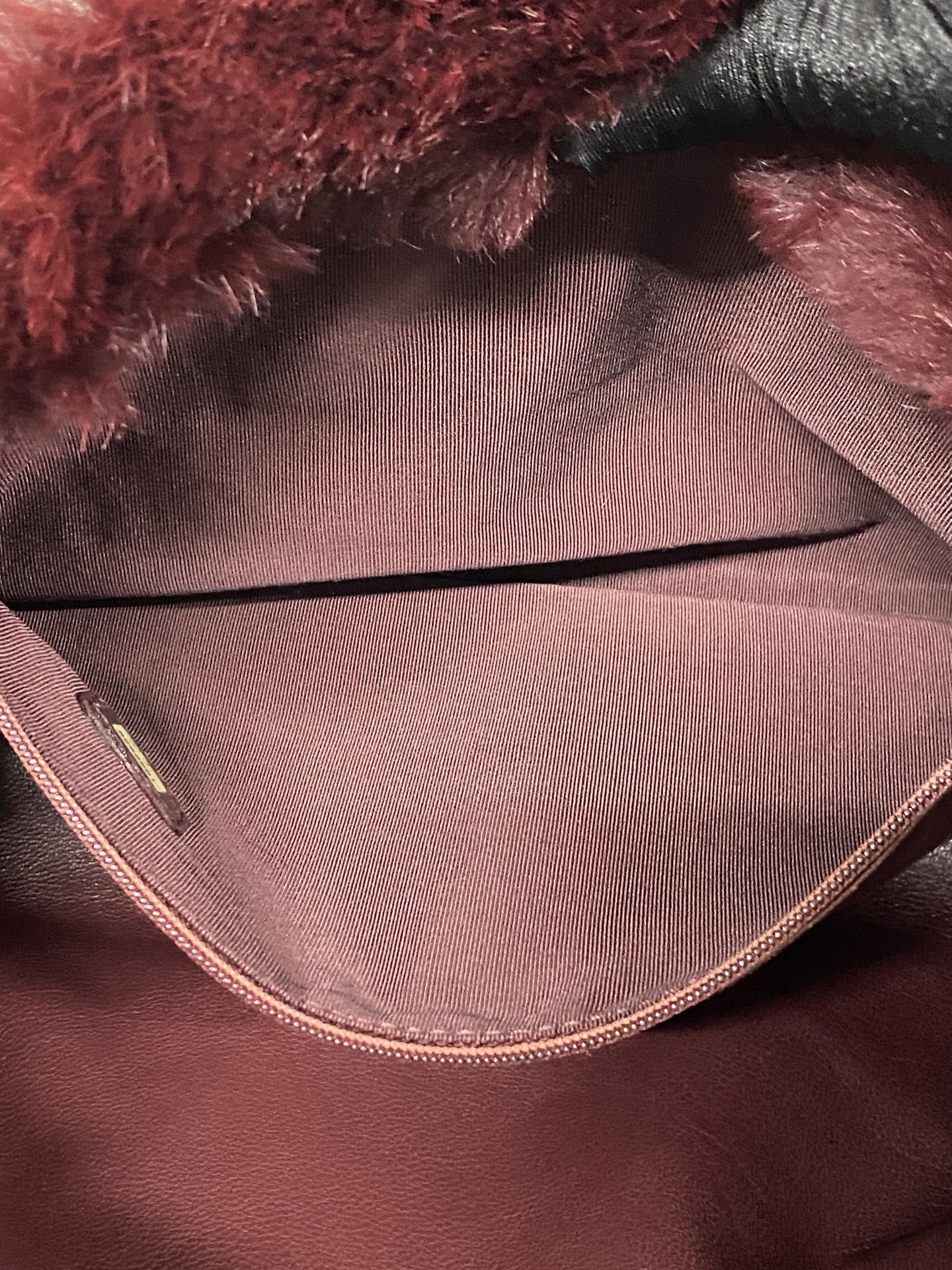 CHANEL Burgundy Fur Totebag