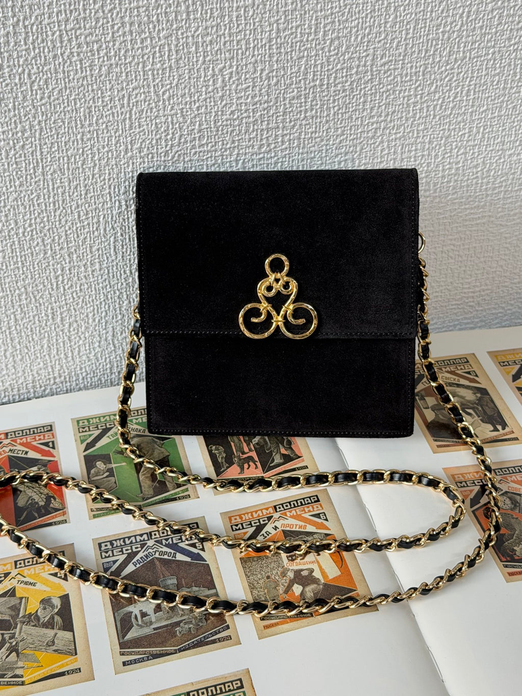 CELINE Suede Vintage Chainbag