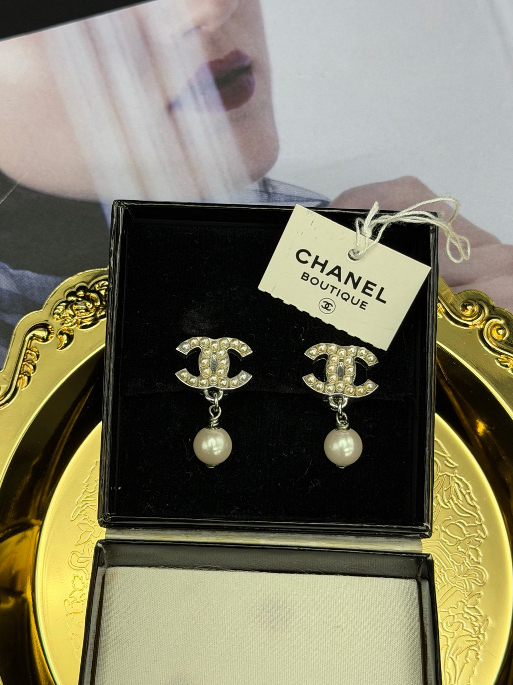 CHANEL Double-C Pearl 2WAY Earrings