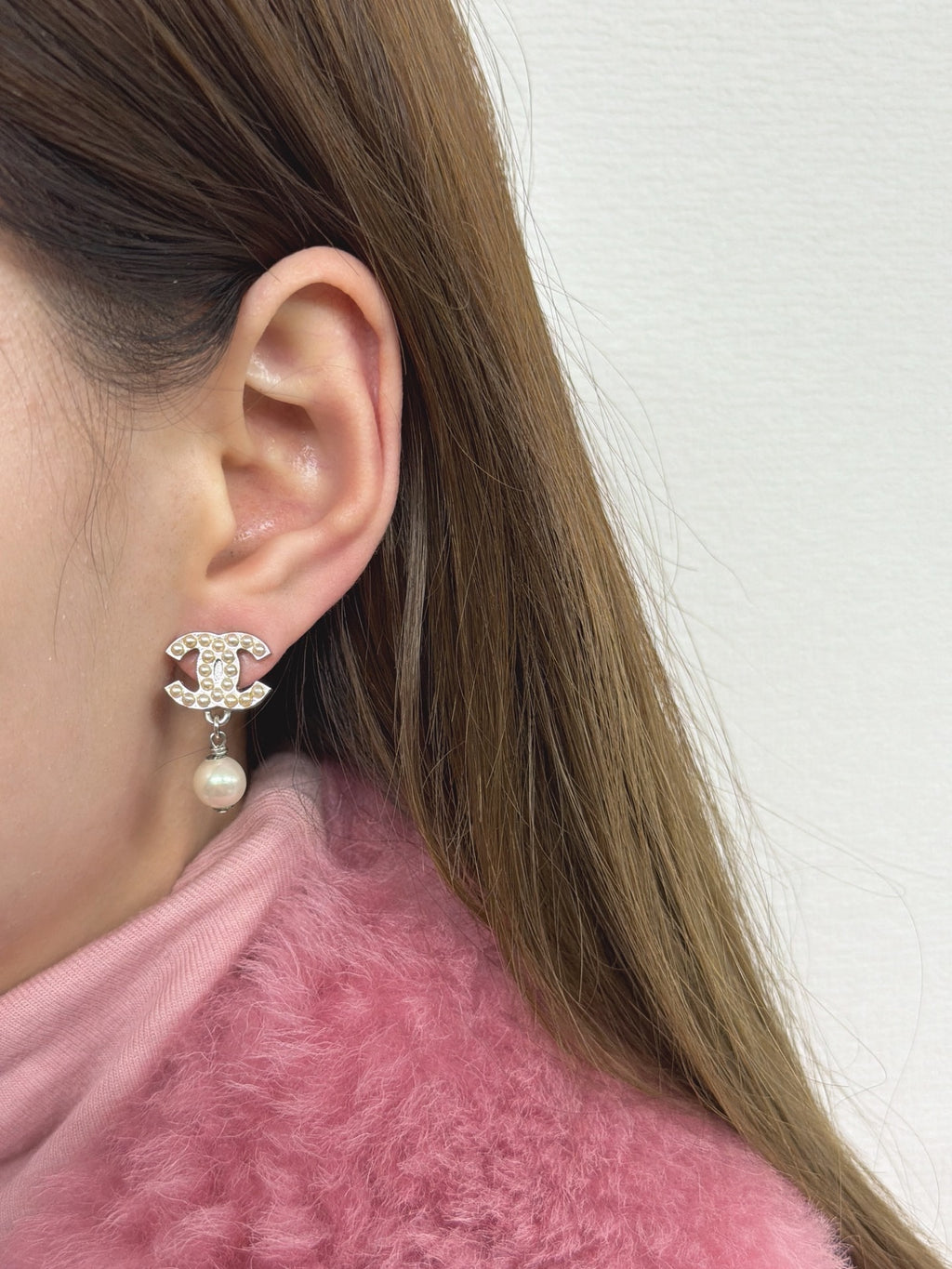 CHANEL Double-C Pearl 2WAY Earrings