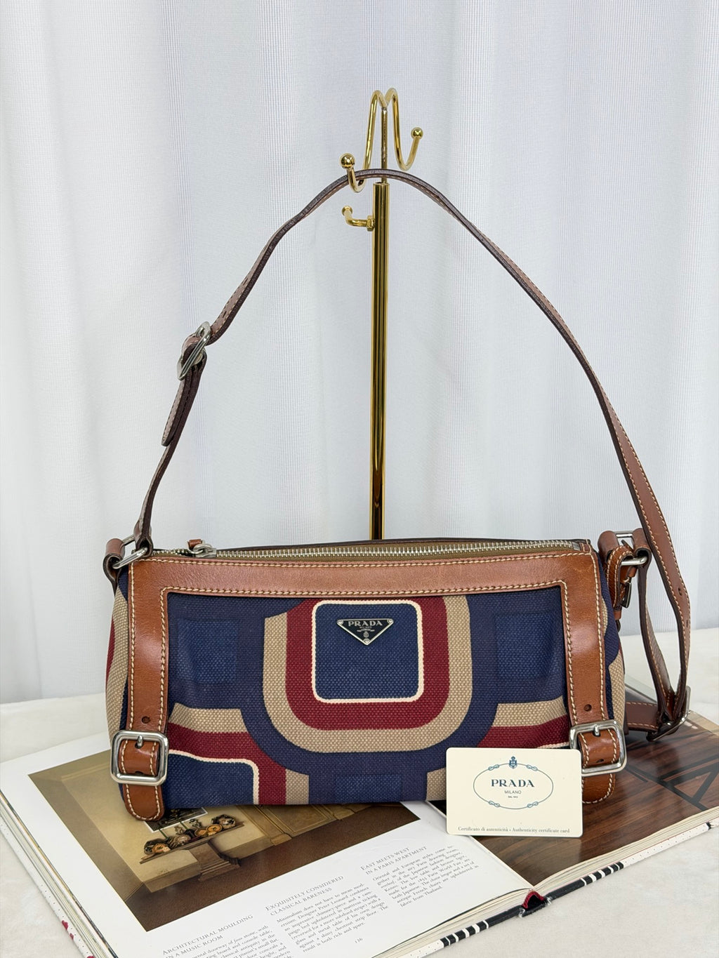 PRADA Color-block Barrel Bag