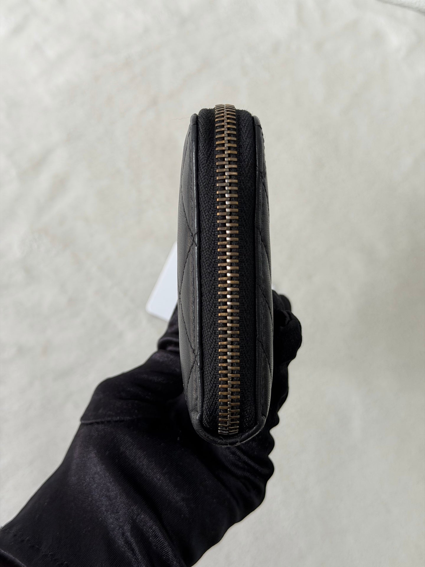 CHANEL Geuine C-Logo Trifold Wallet