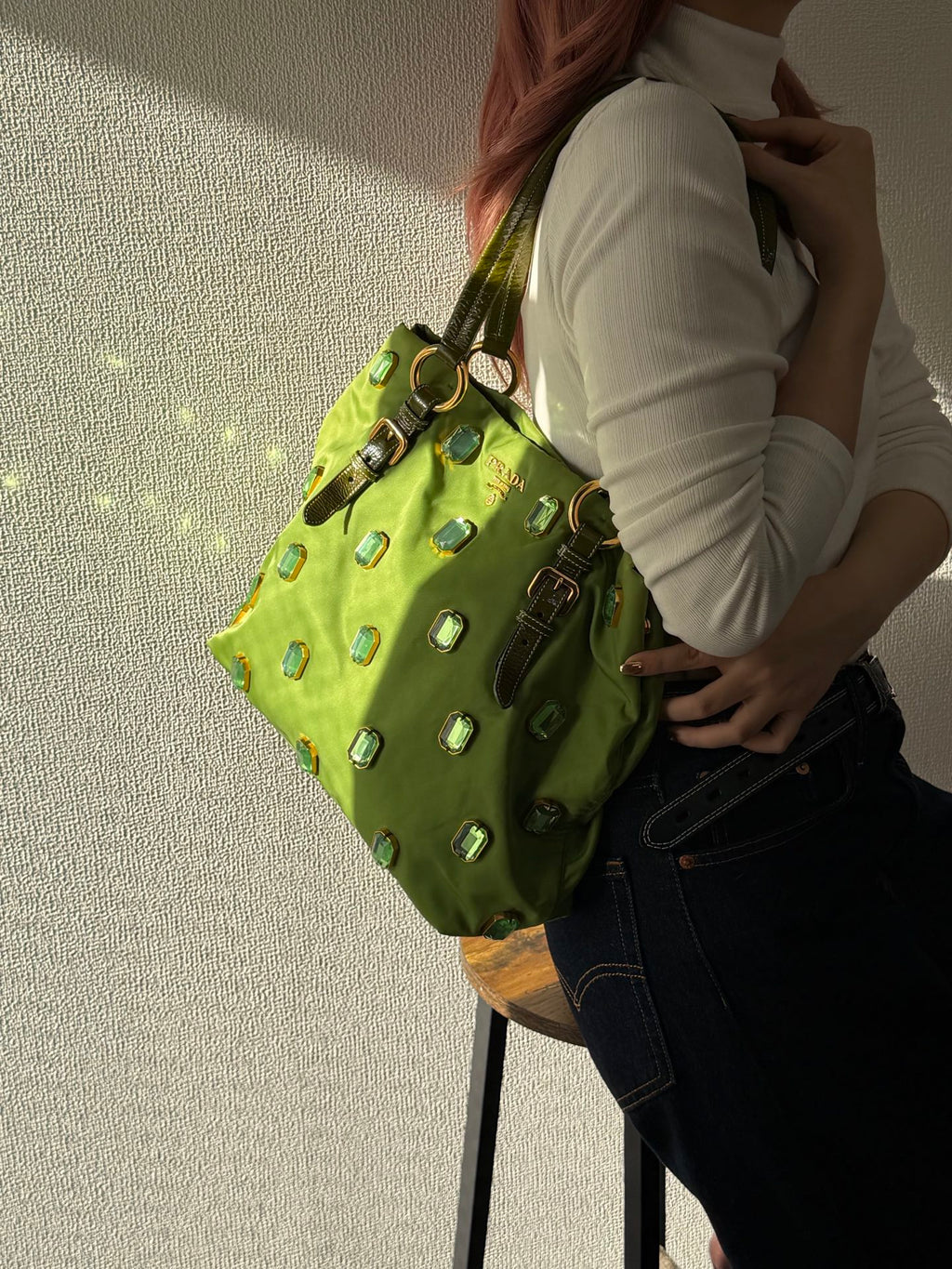PRADA Green Tessuto Totebag