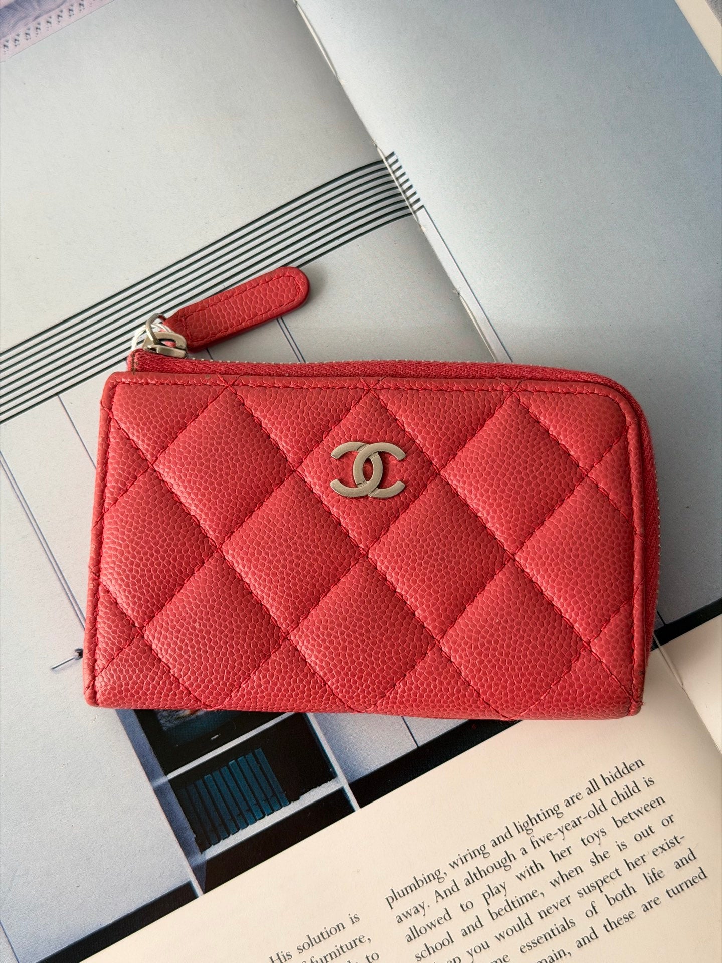 CHANEL Pink Quilted C Logo Leather Purse