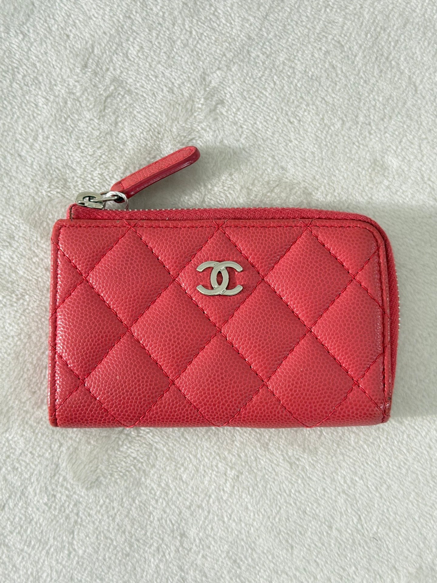CHANEL Pink Quilted C Logo Leather Purse