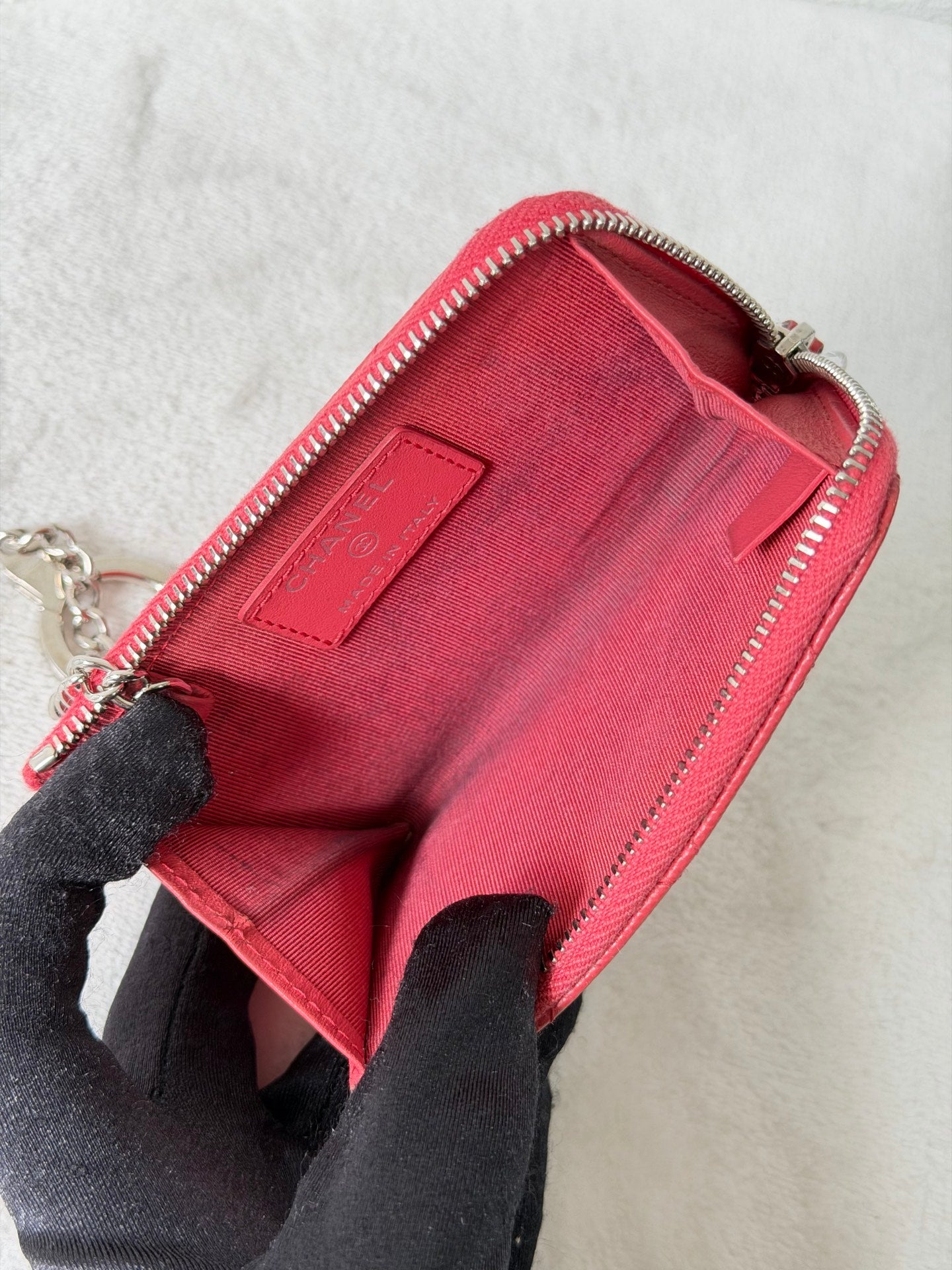 CHANEL Pink Quilted C Logo Leather Purse