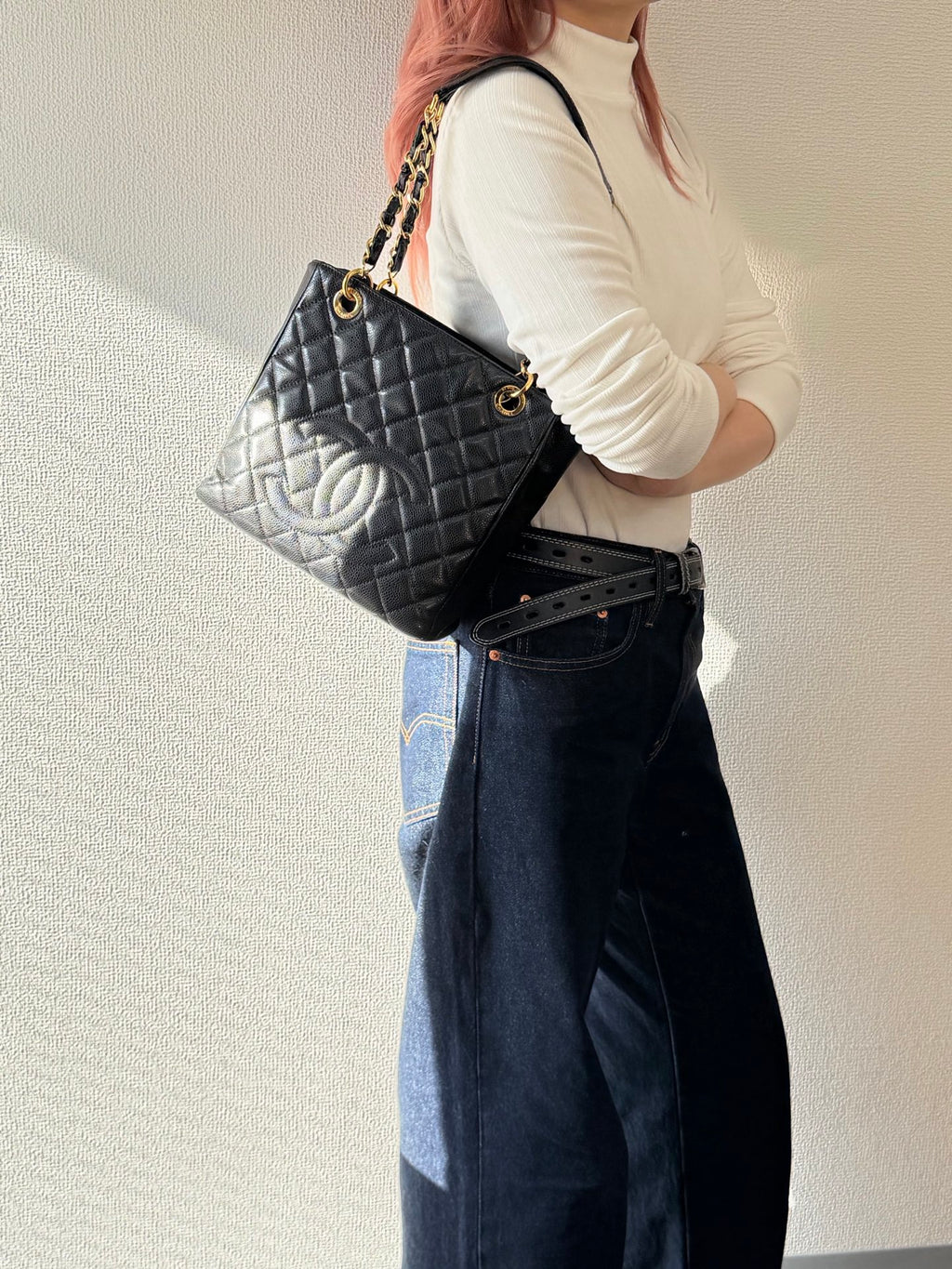 CHANEL Quilted Geuine GST Tote bag