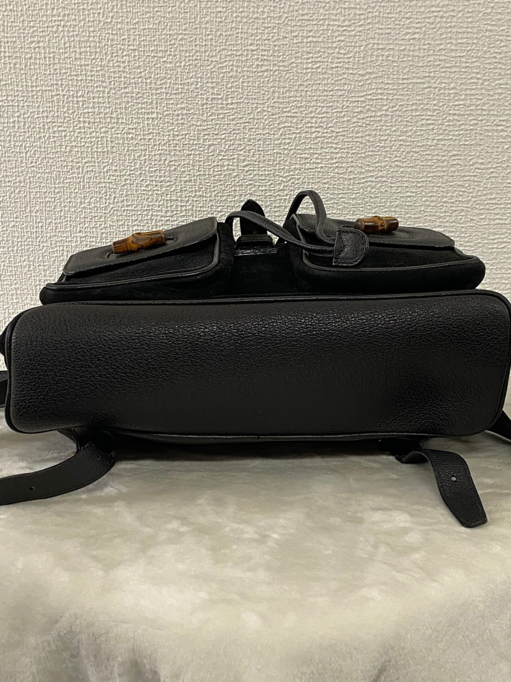 GUCCI Bamboo Handle Suede Backpack