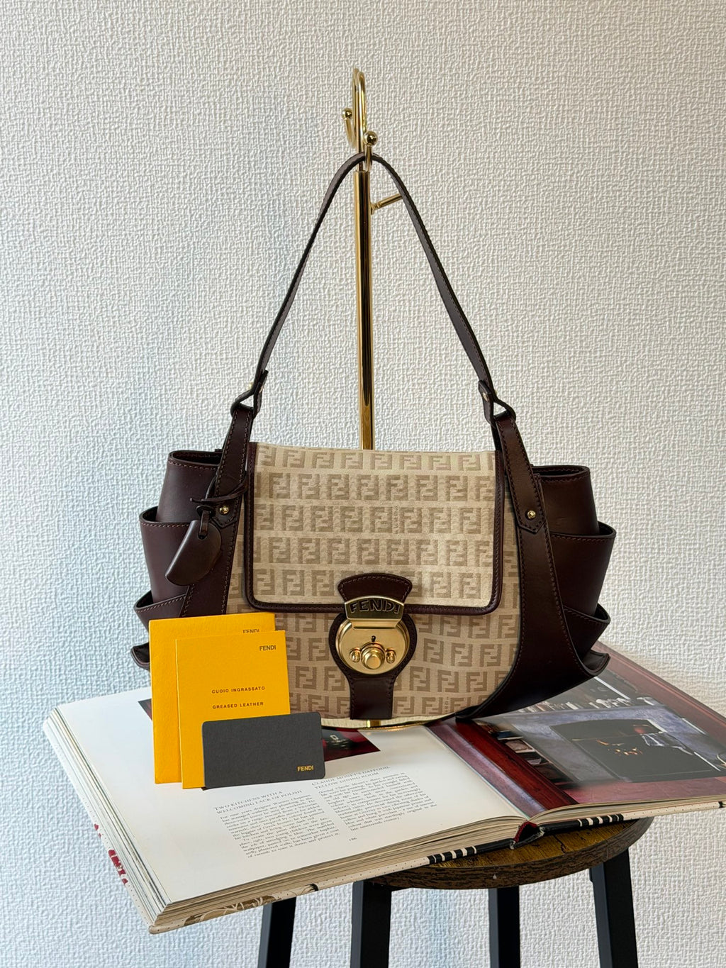 FENDI Zucchino Canvas Handbag