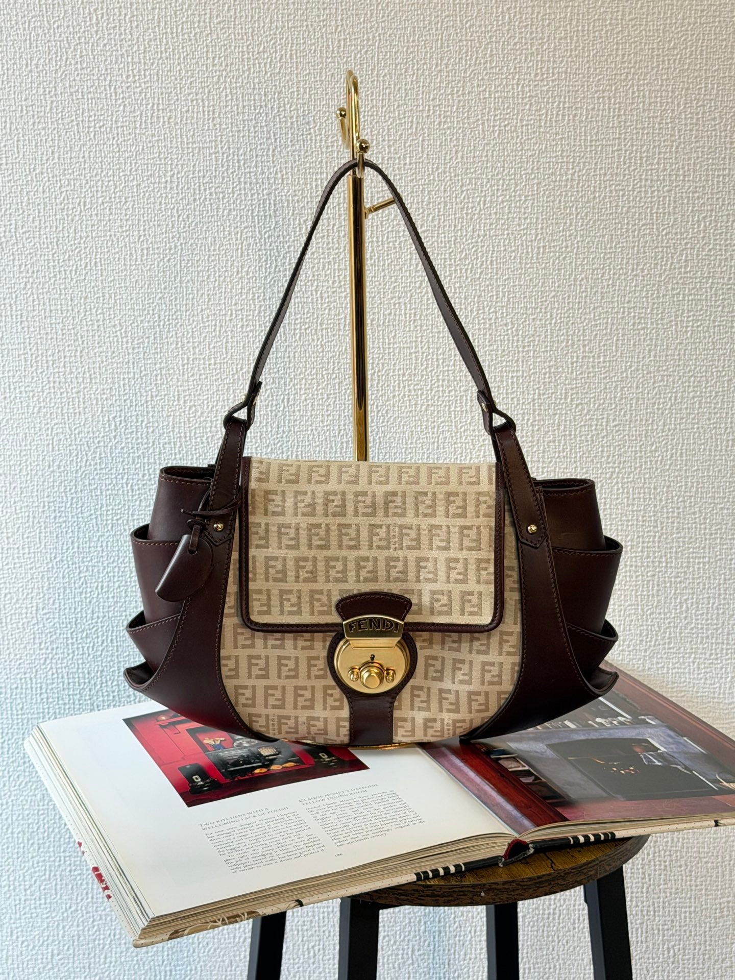 FENDI Zucchino Canvas Handbag