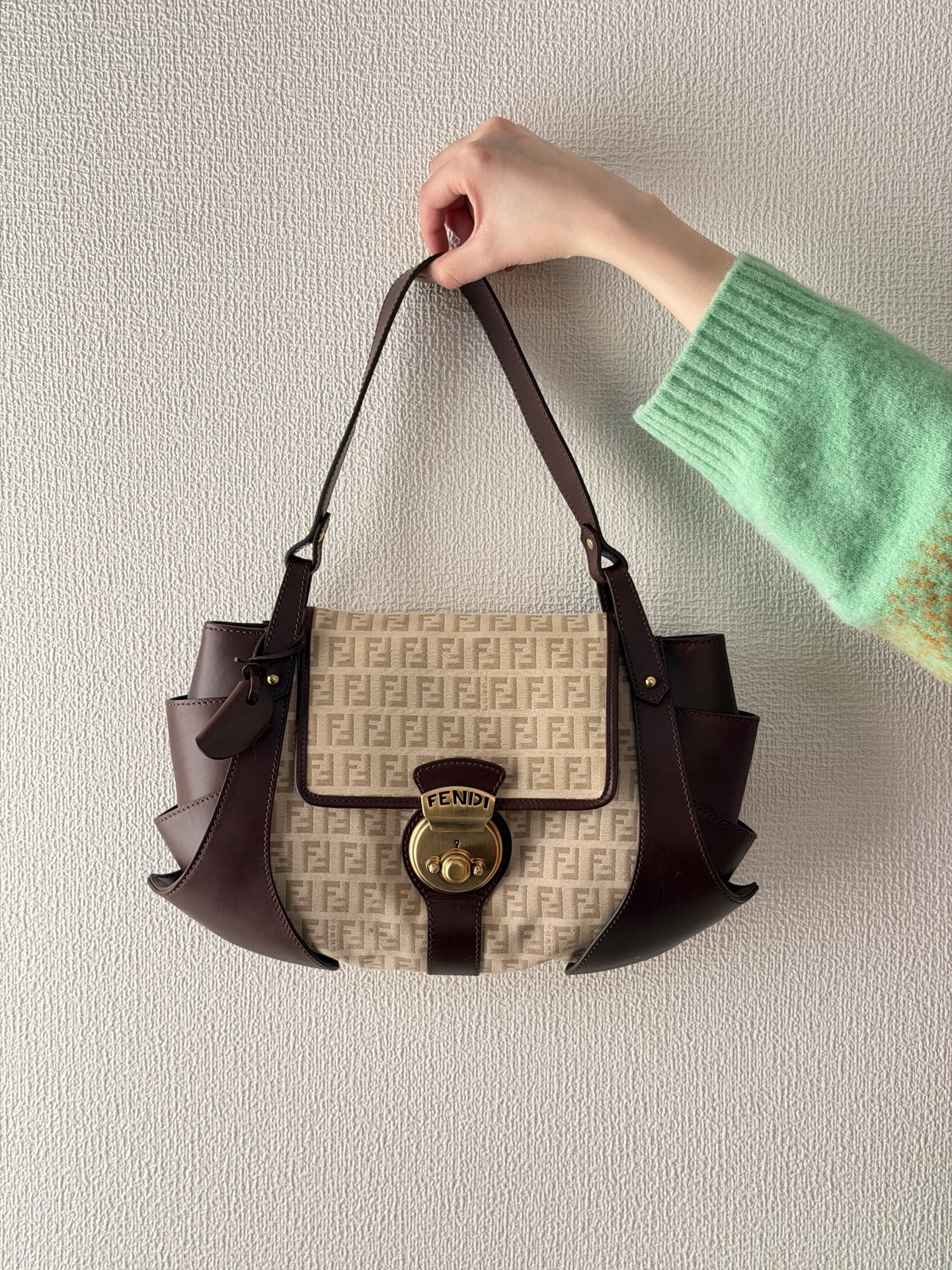 FENDI Zucchino Canvas Handbag