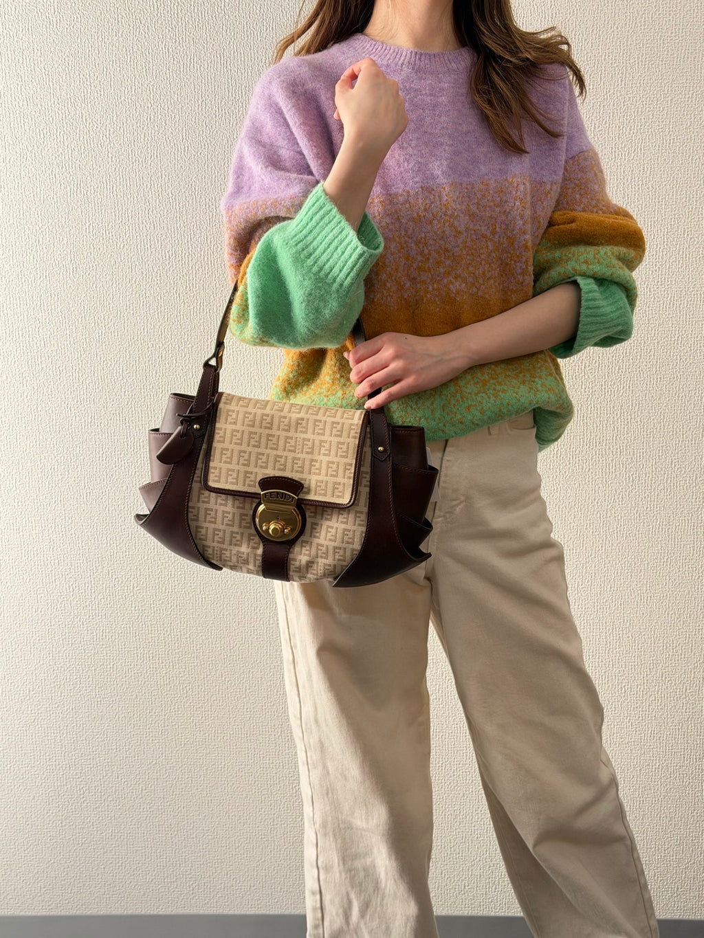 FENDI Zucchino Canvas Handbag
