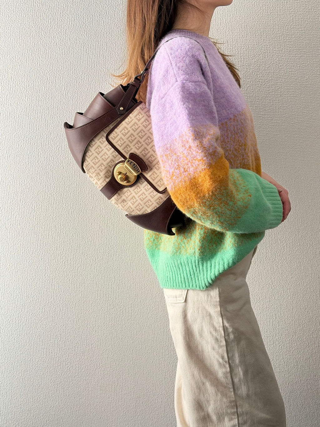FENDI Zucchino Canvas Handbag
