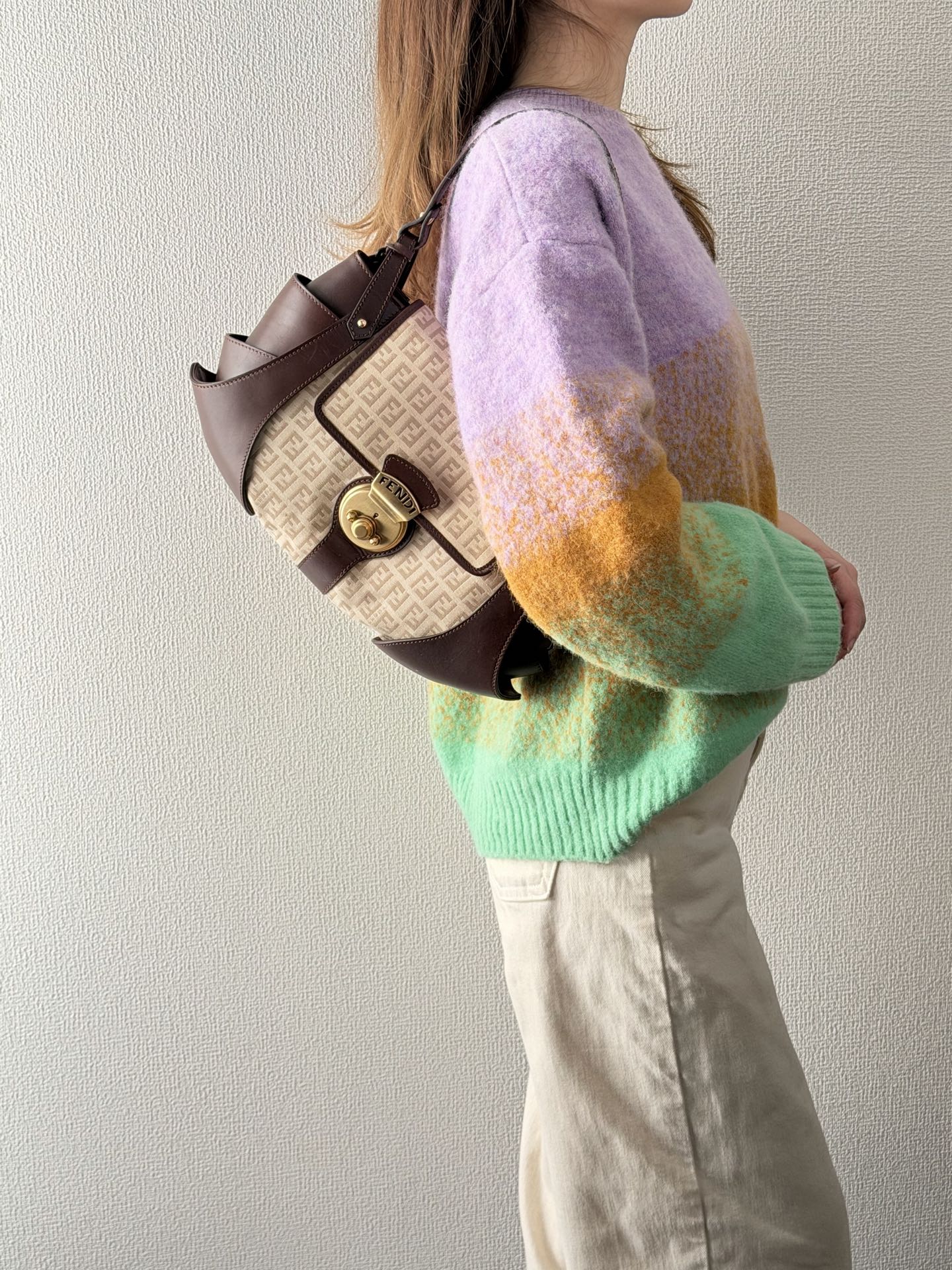FENDI Zucchino Canvas Handbag