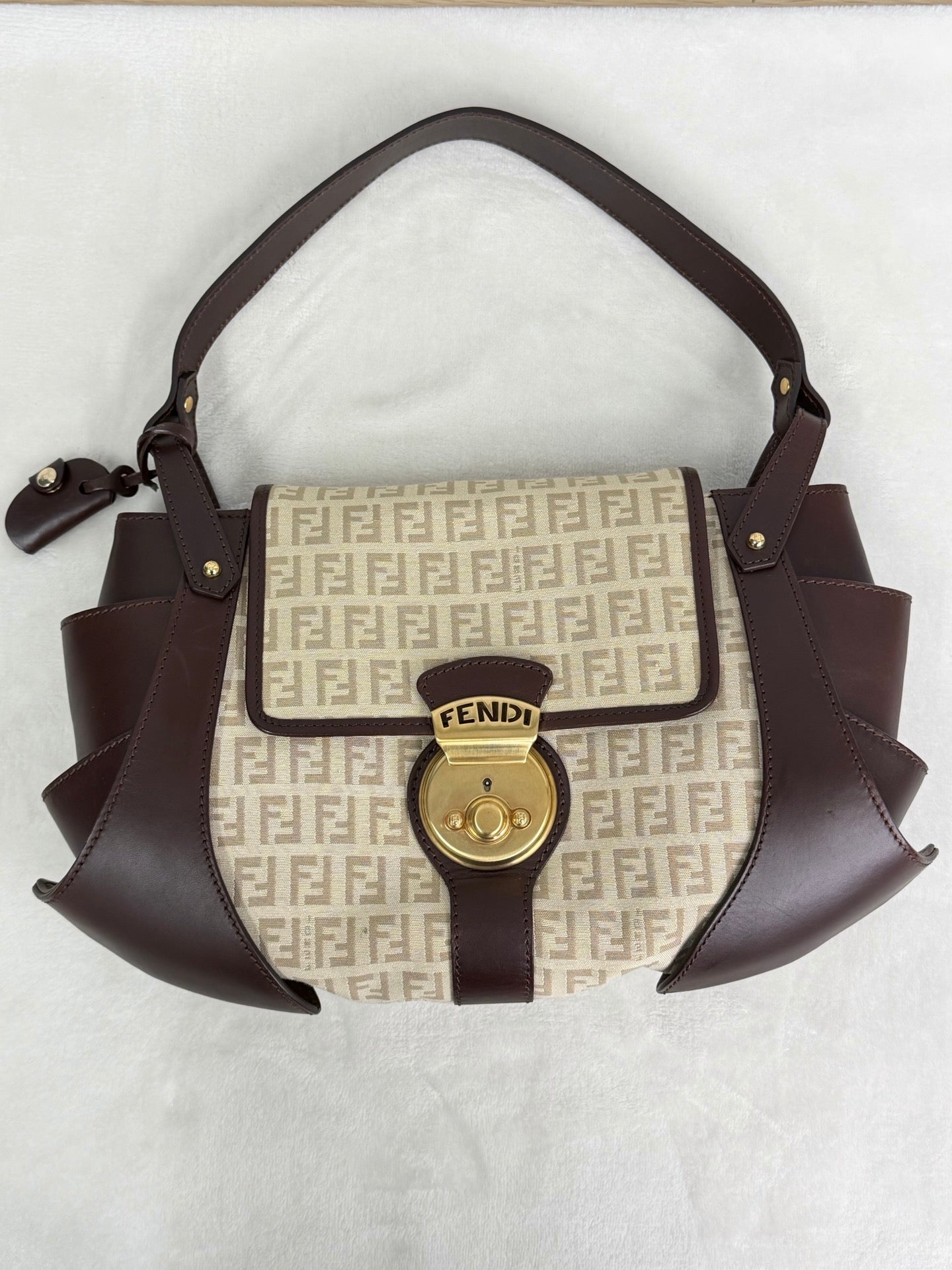 FENDI Zucchino Canvas Handbag
