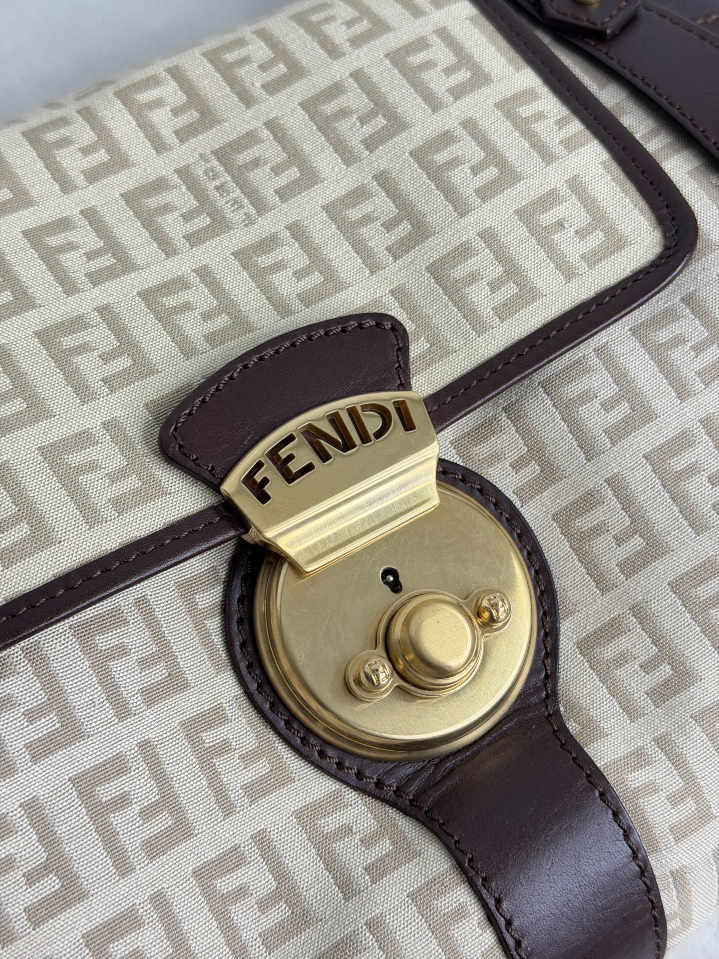 FENDI Zucchino Canvas Handbag