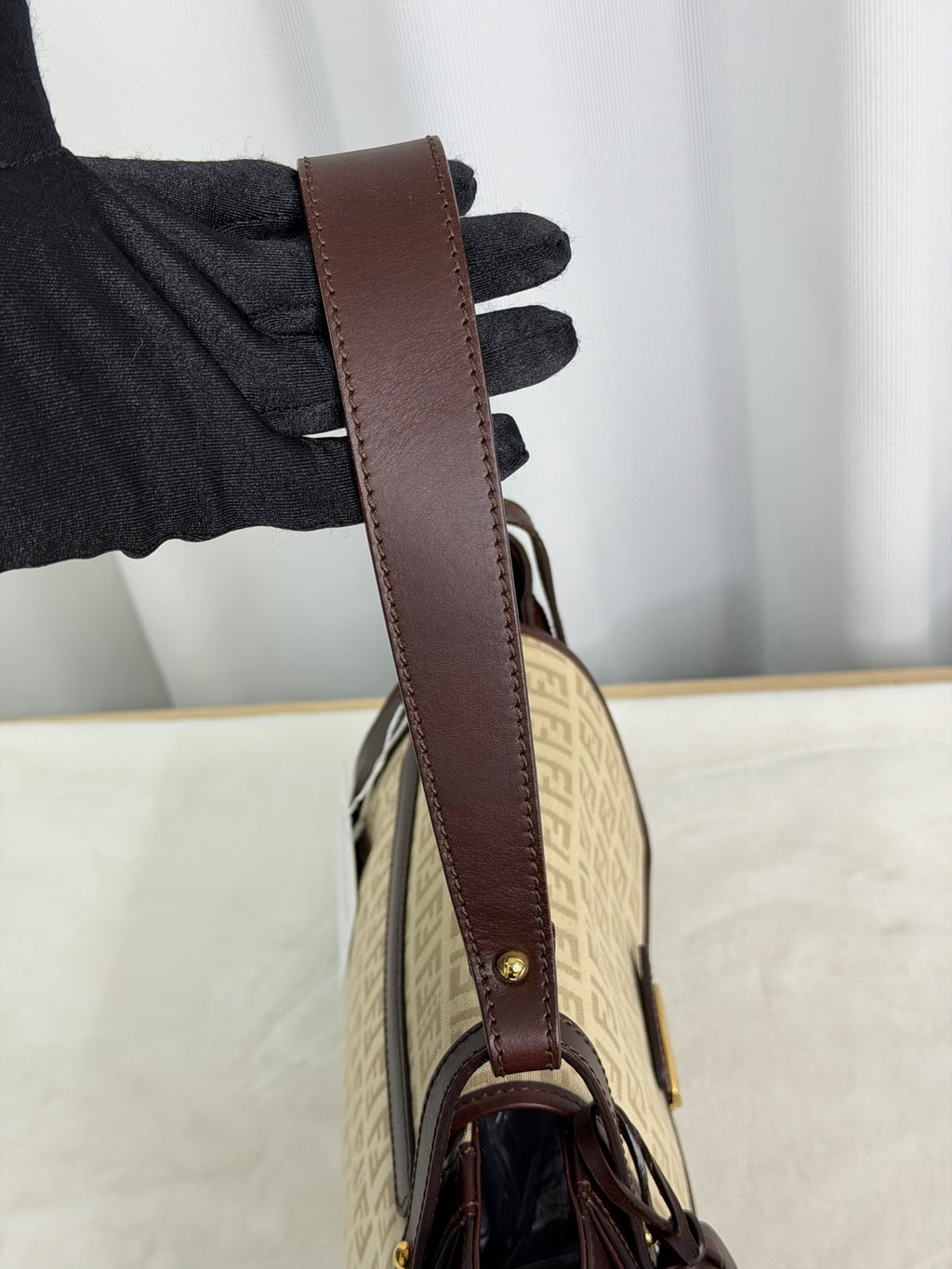 FENDI Zucchino Canvas Handbag