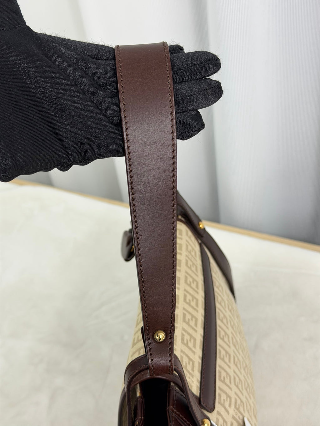 FENDI Zucchino Canvas Handbag