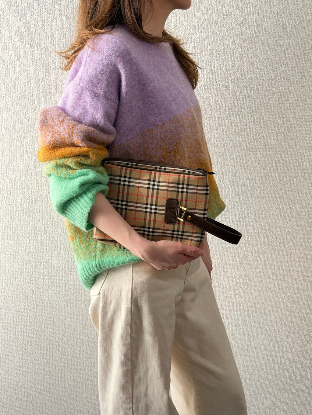 BURBERRY Check Pattern Clutch