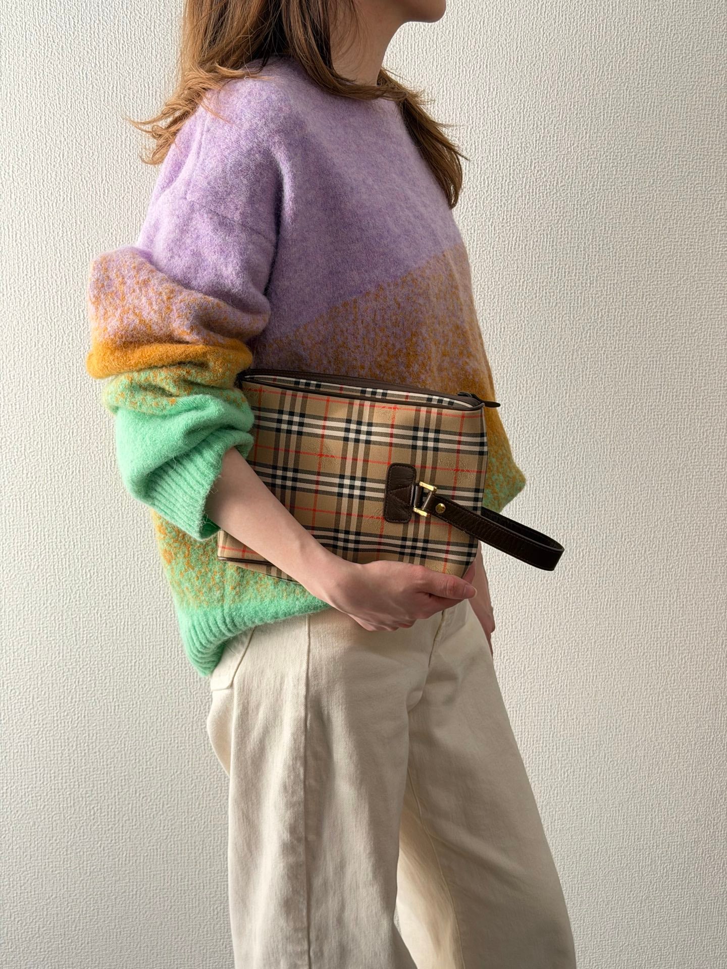 BURBERRY Check Pattern Clutch