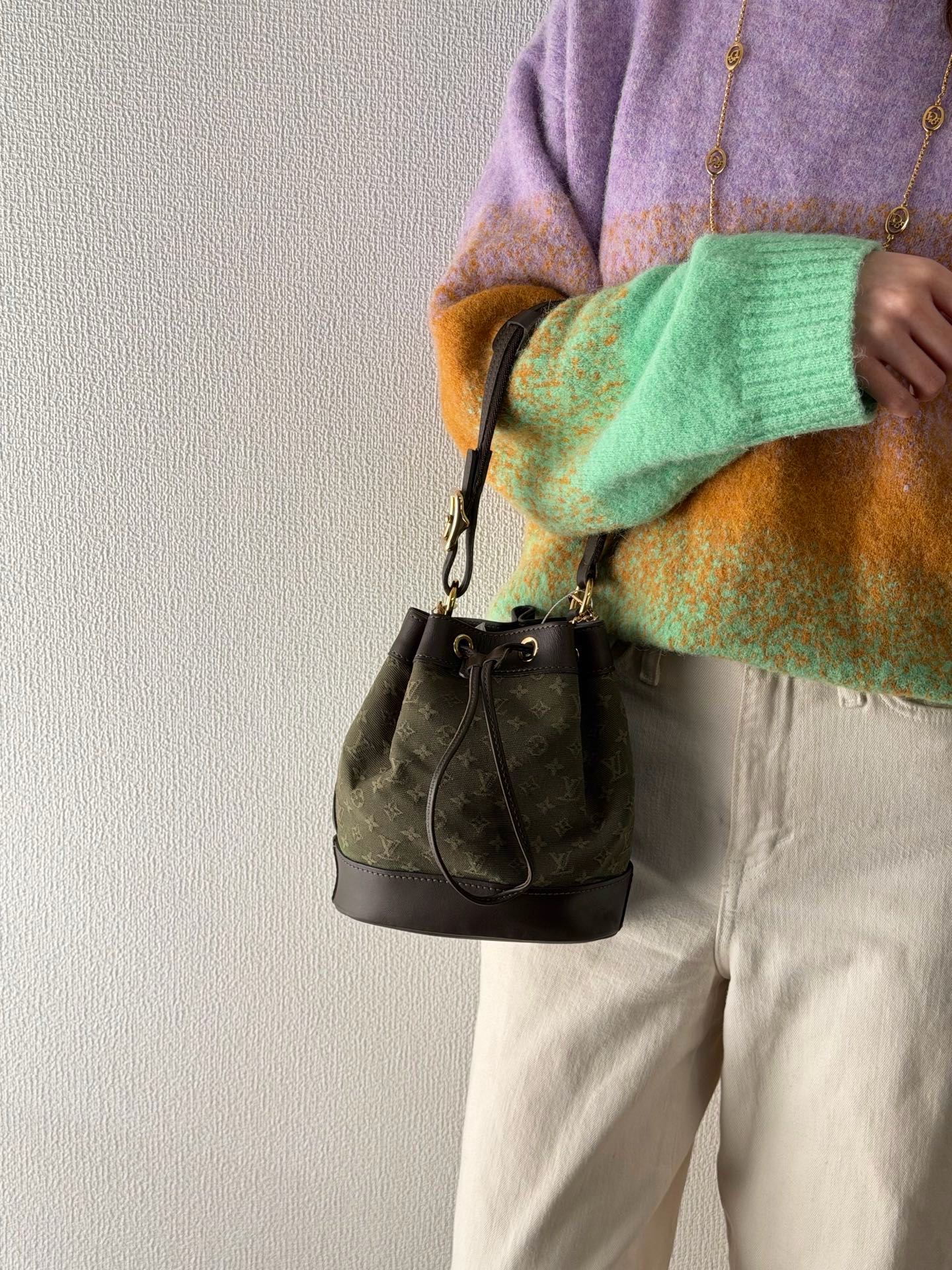 LOUIS VUITTON Monogram Denim Mini Bucket Handbag