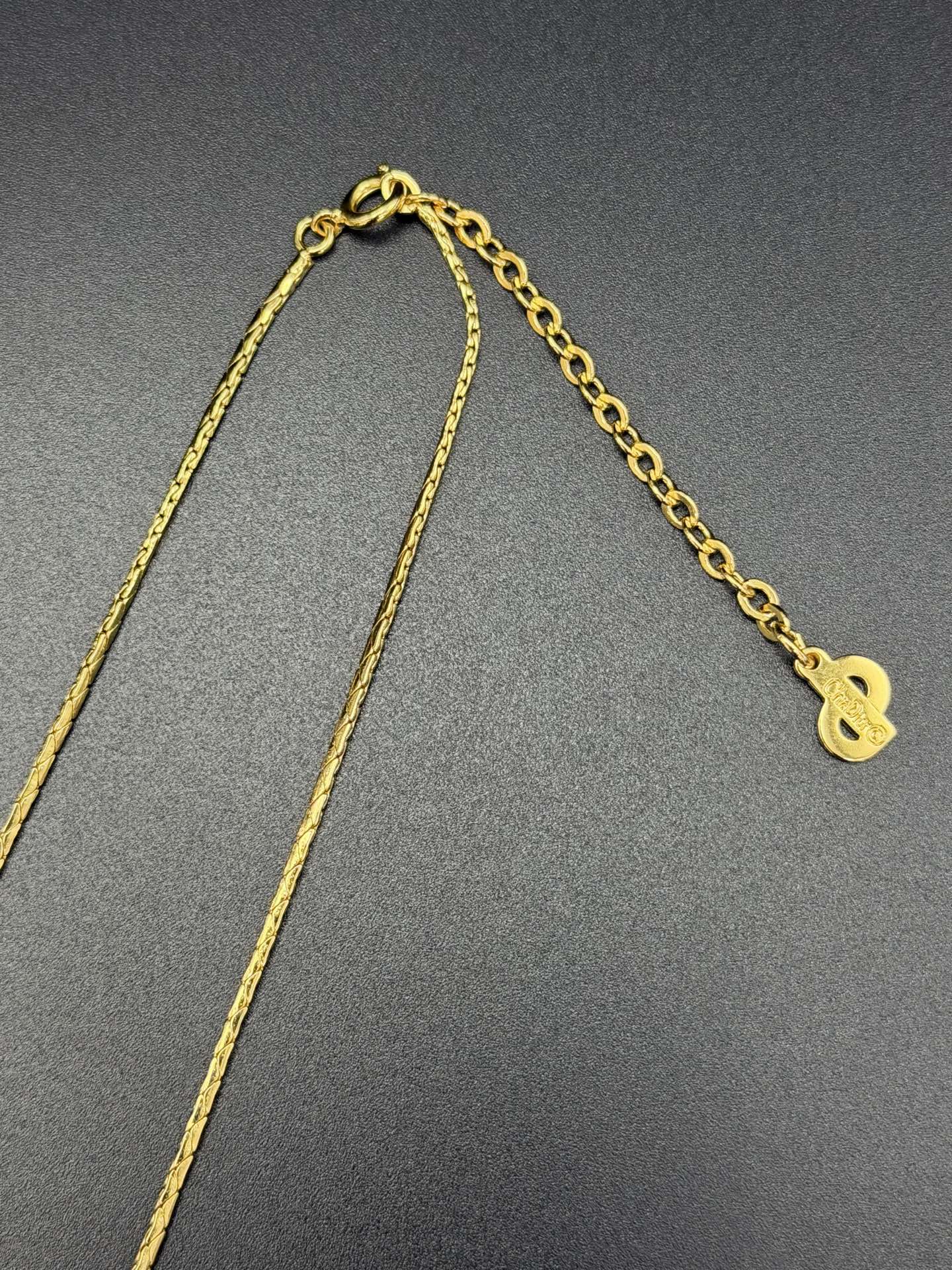 CHRISTIAN DIOR V Shape Rheinstone Necklace