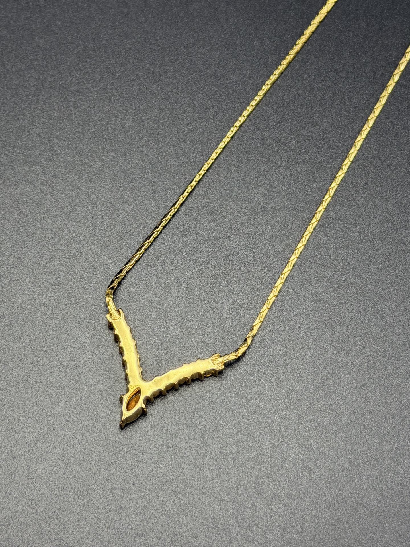 CHRISTIAN DIOR V Shape Rheinstone Necklace