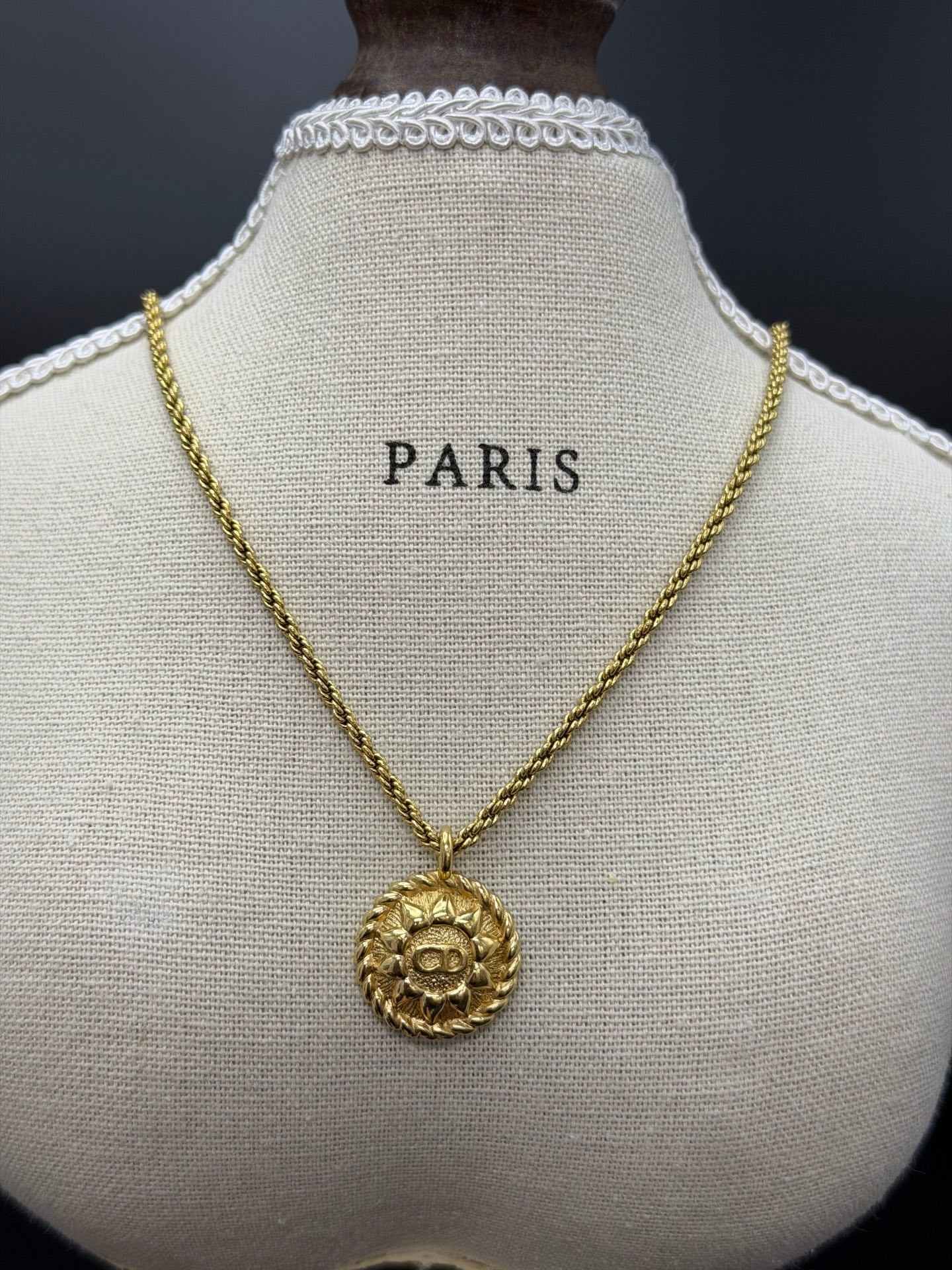 CHRISTIAN DIOR CD Logo Necklace