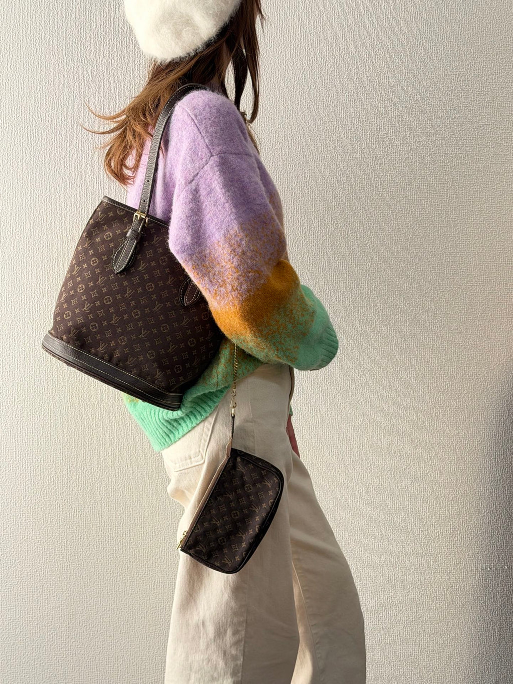 LOUIS VUITTON Monogram Denim Bucket Shoulderbag Set
