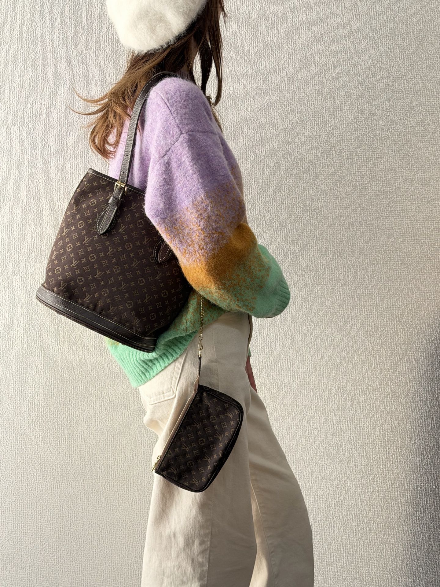 LOUIS VUITTON Monogram Denim Bucket Shoulderbag Set