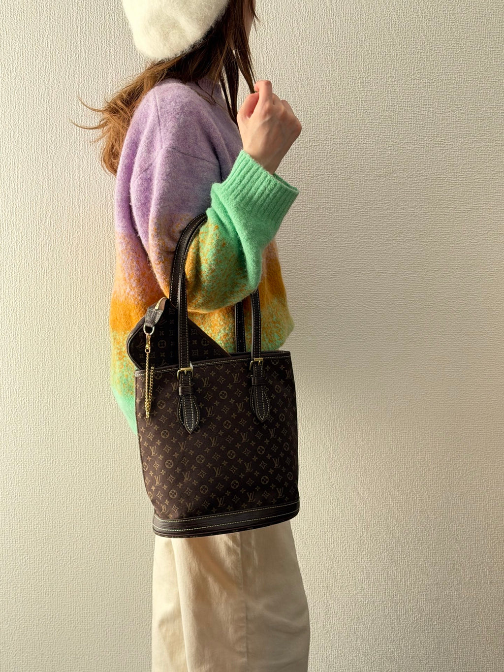 LOUIS VUITTON Monogram Denim Bucket Shoulderbag Set