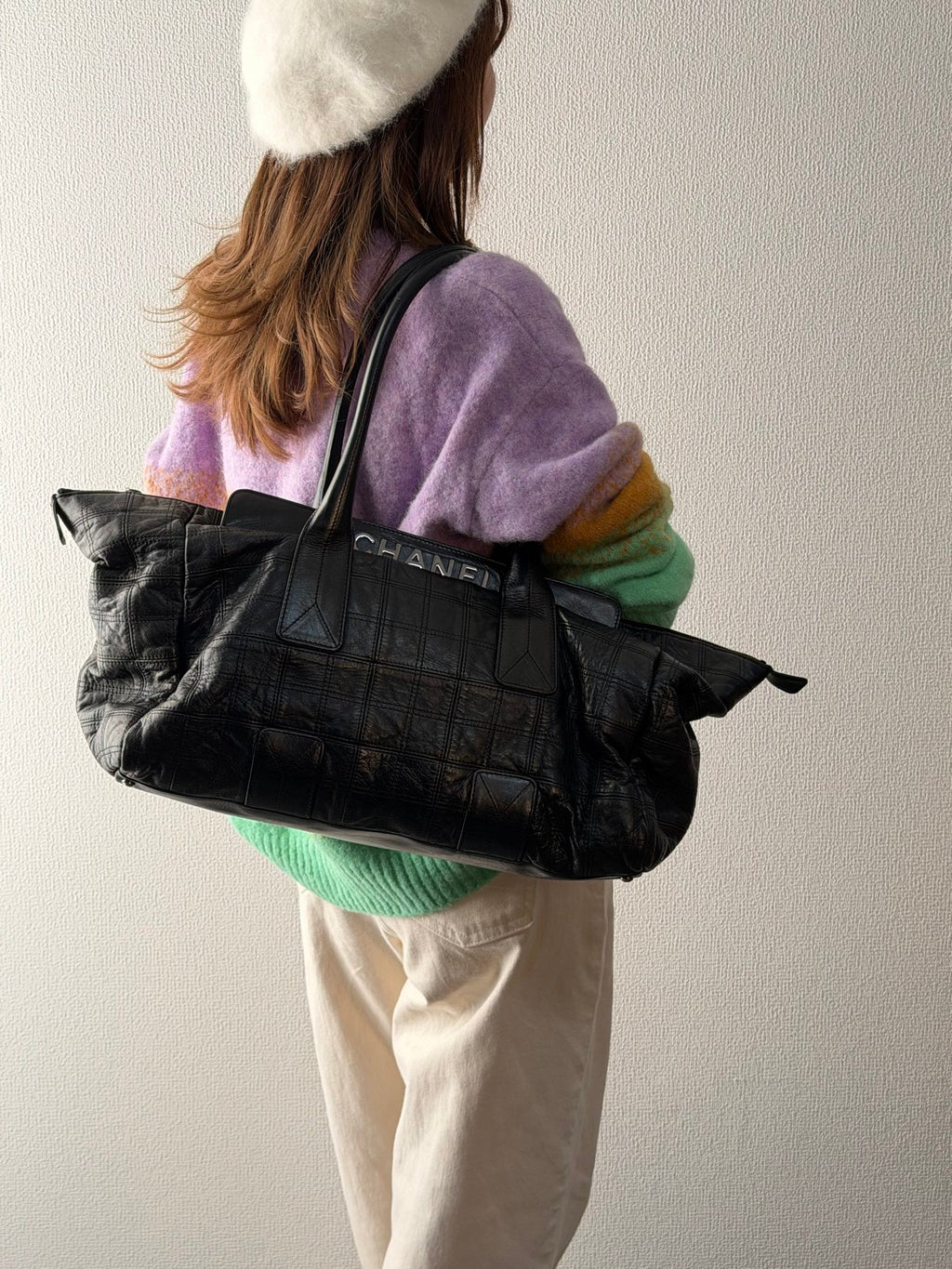 CHANEL Ice Cube Collection Leather Handbag