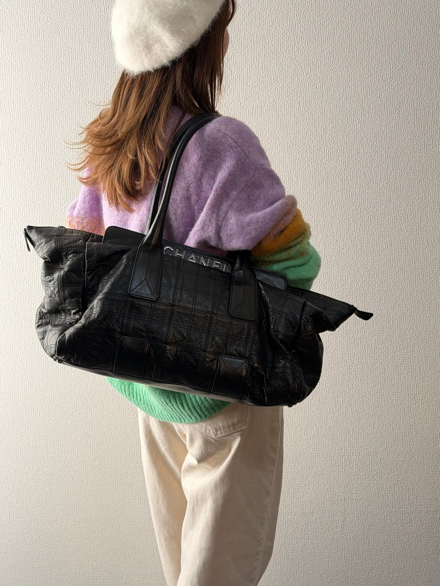 CHANEL Ice Cube Collection Leather Handbag