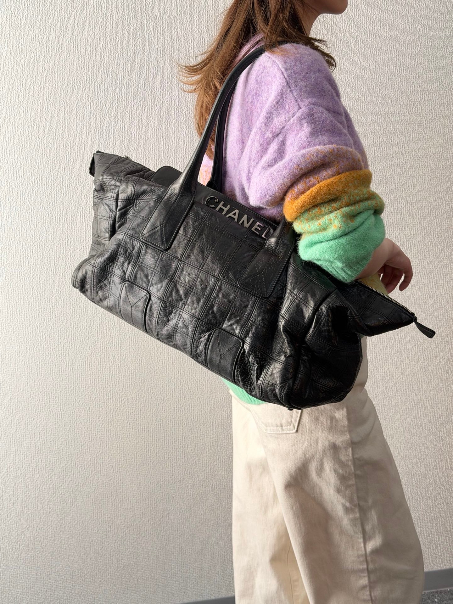 CHANEL Ice Cube Collection Leather Handbag