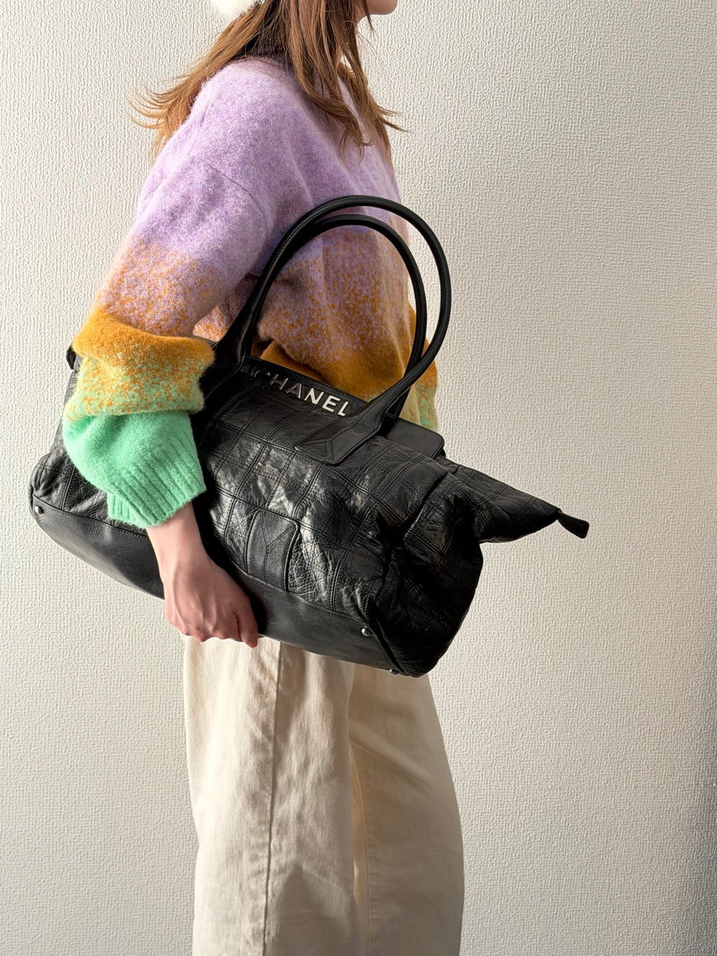 CHANEL Ice Cube Collection Leather Handbag