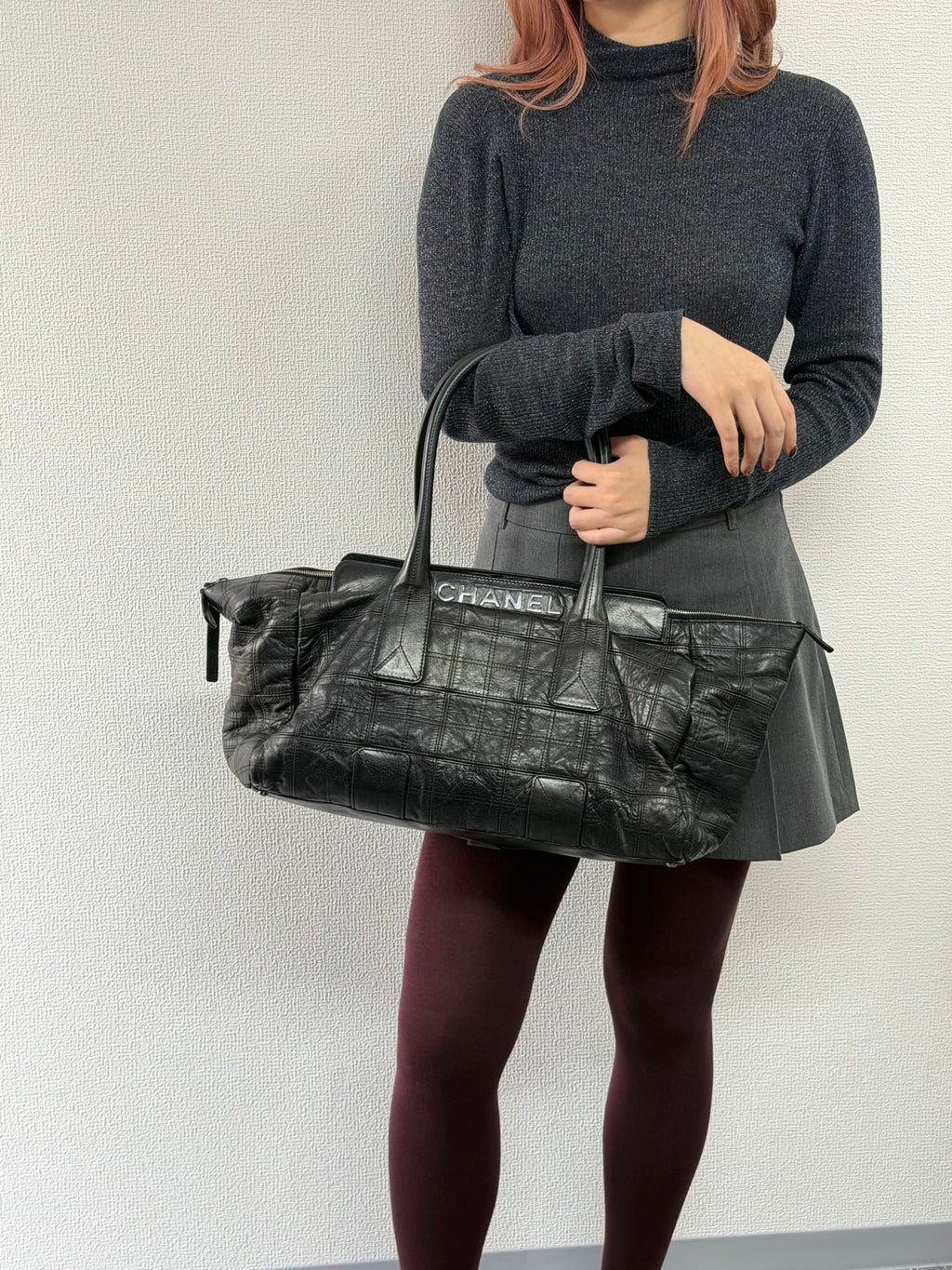 CHANEL Ice Cube Collection Leather Handbag