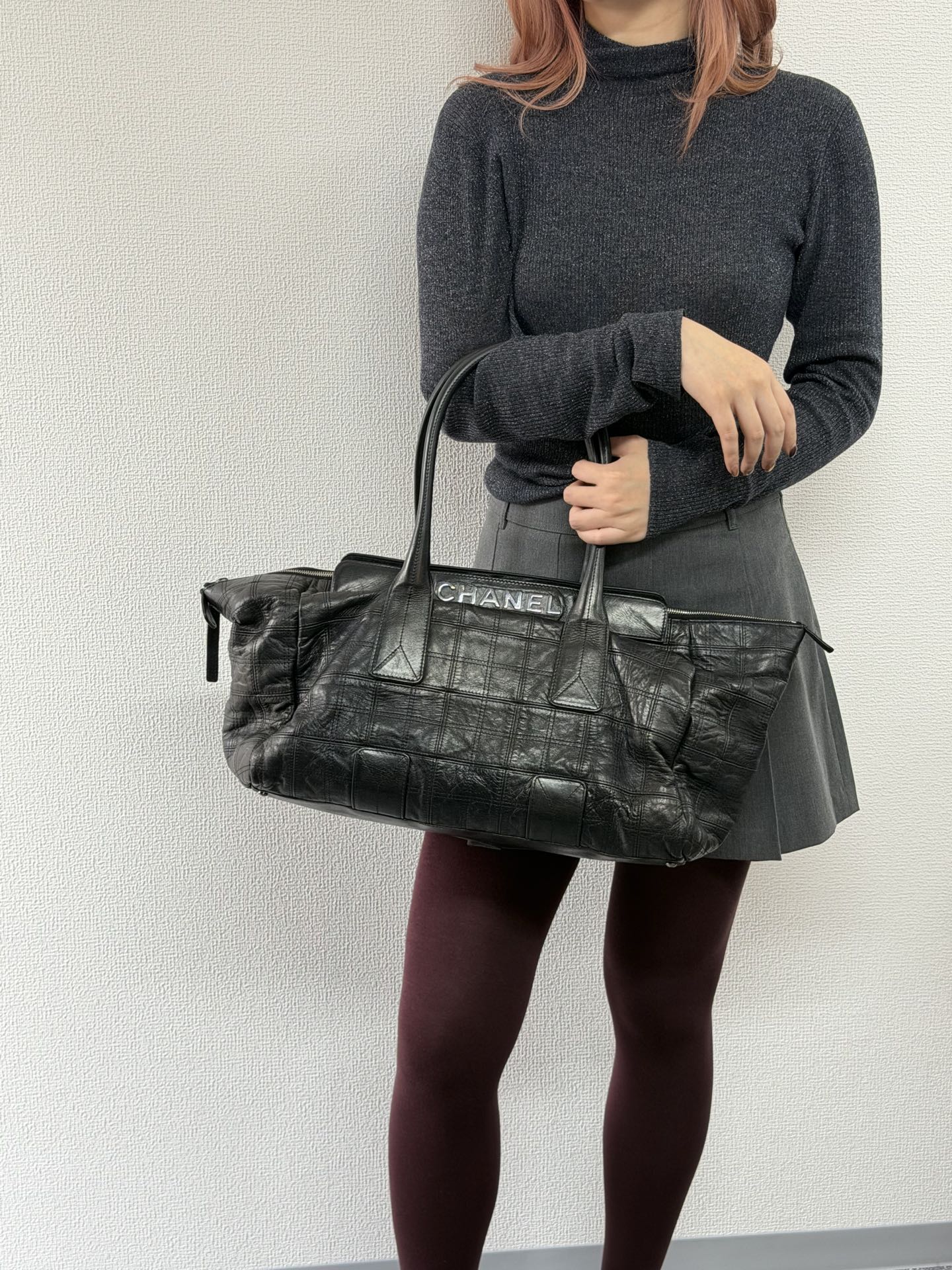 CHANEL Ice Cube Collection Leather Handbag