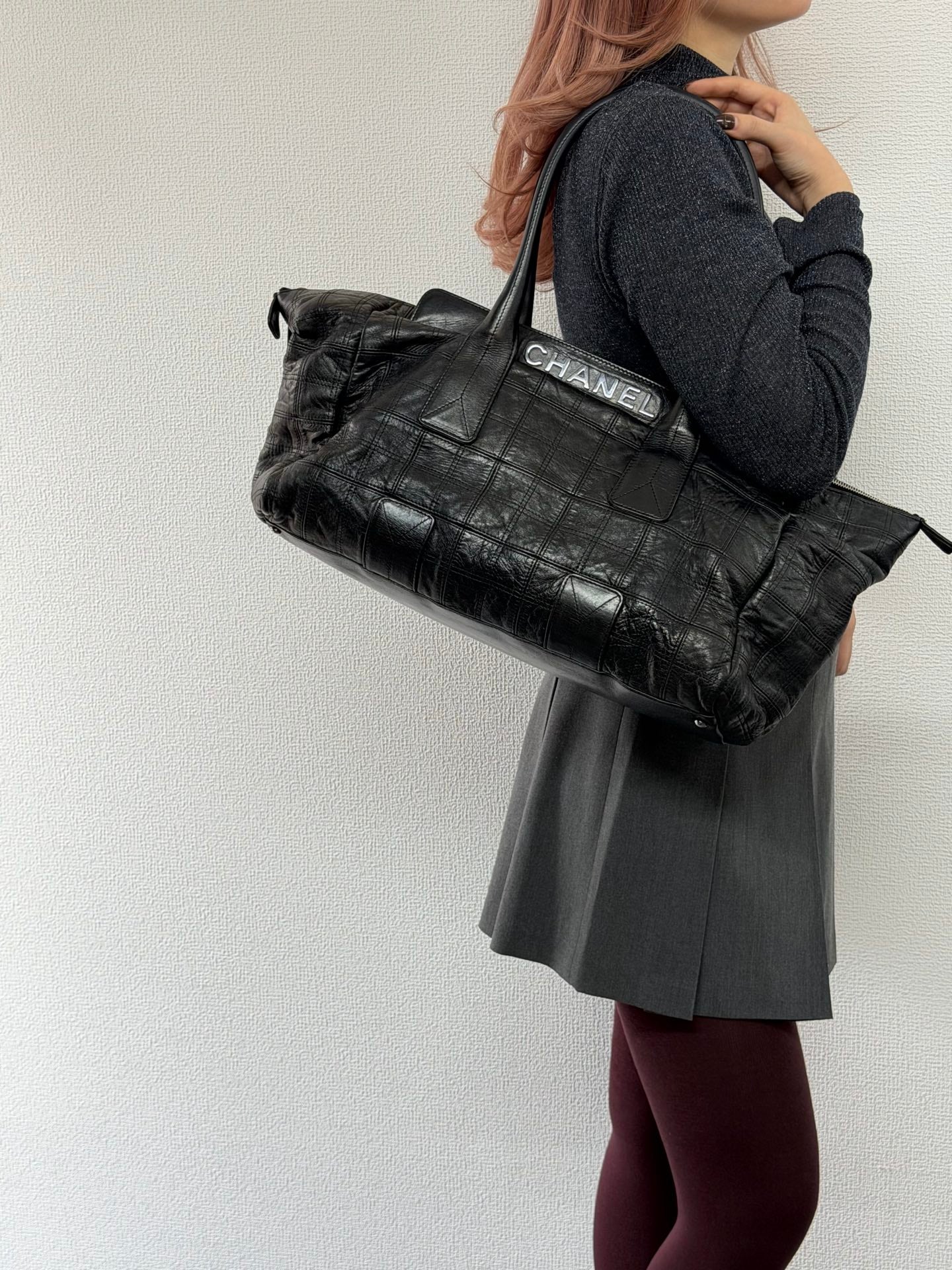 CHANEL Ice Cube Collection Leather Handbag