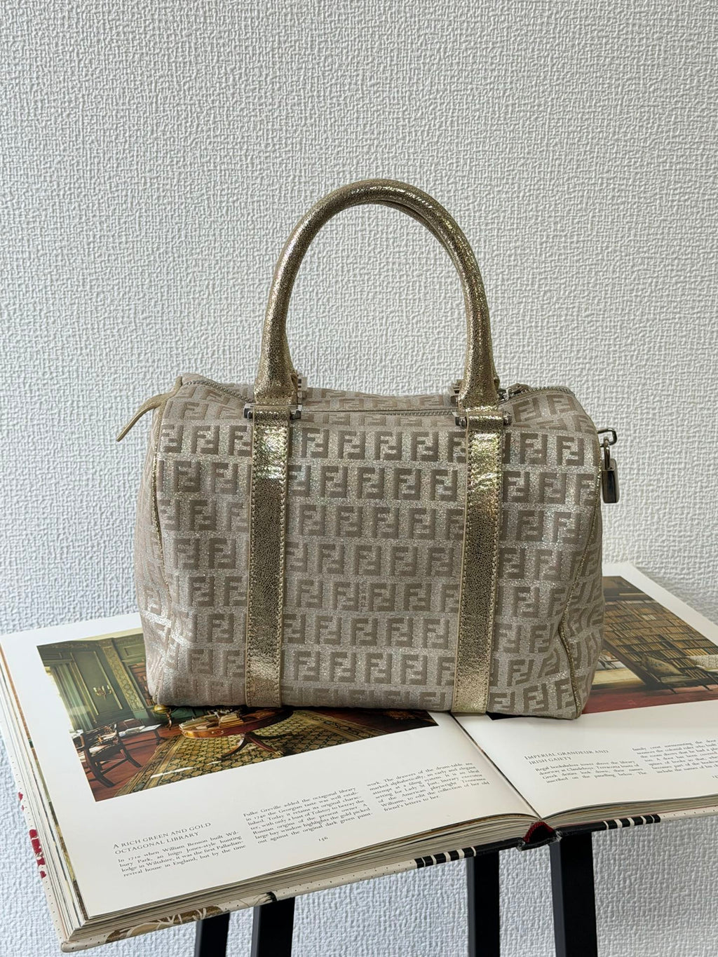 FENDI Zucchino Boston Handbag