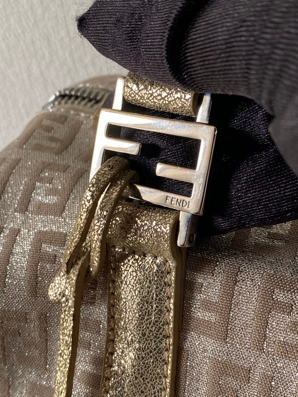 FENDI Zucchino Boston Handbag