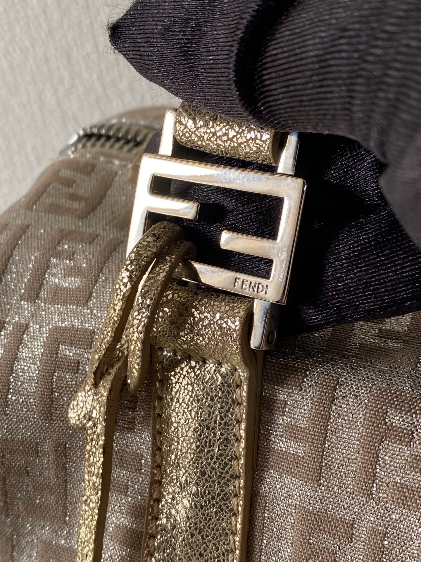 FENDI Zucchino Boston Handbag