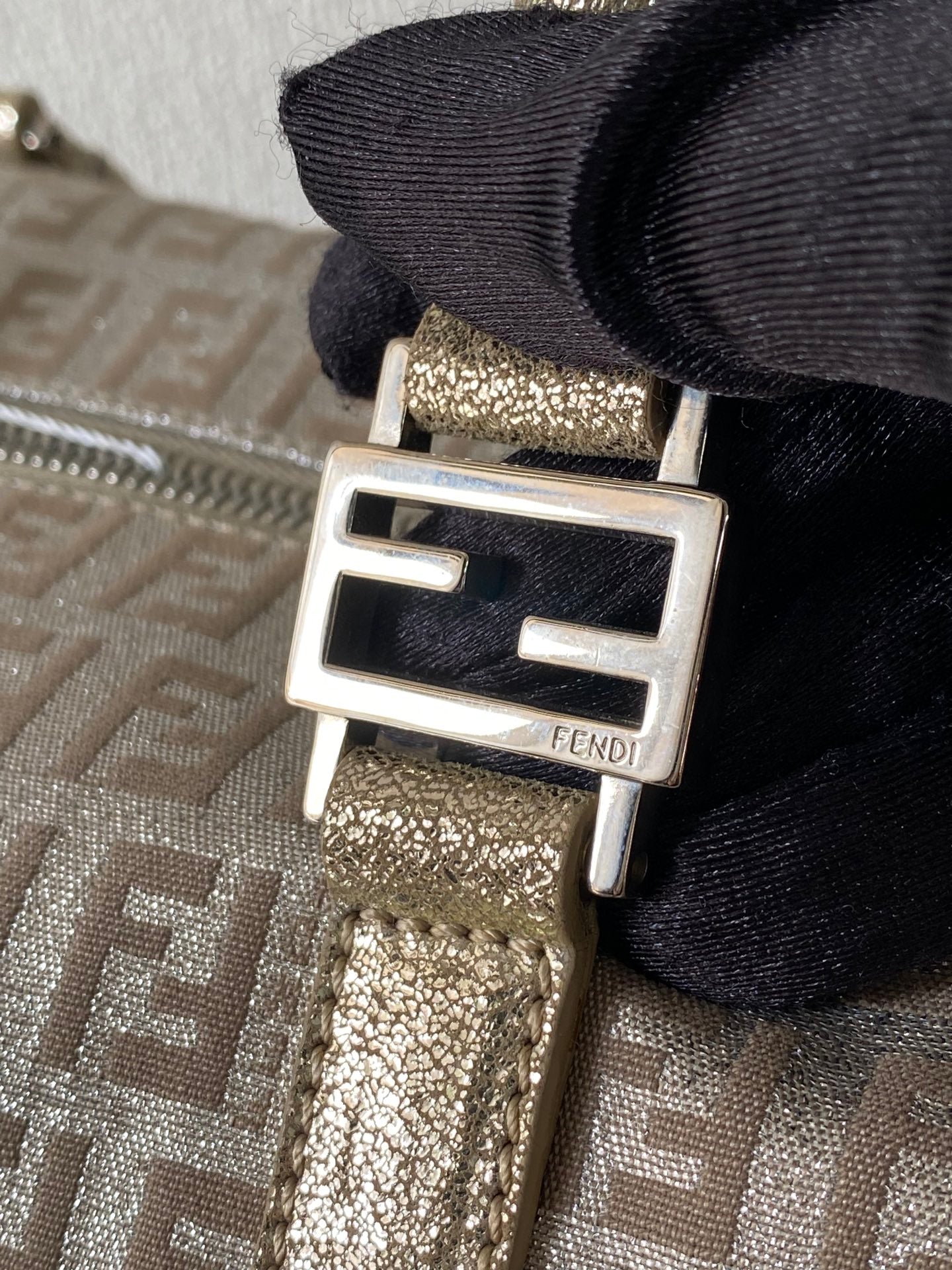 FENDI Zucchino Boston Handbag