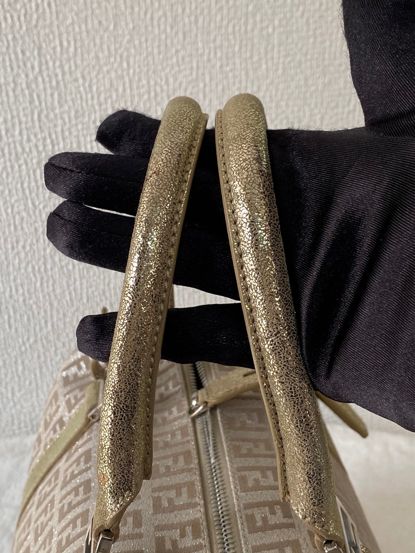 FENDI Zucchino Boston Handbag