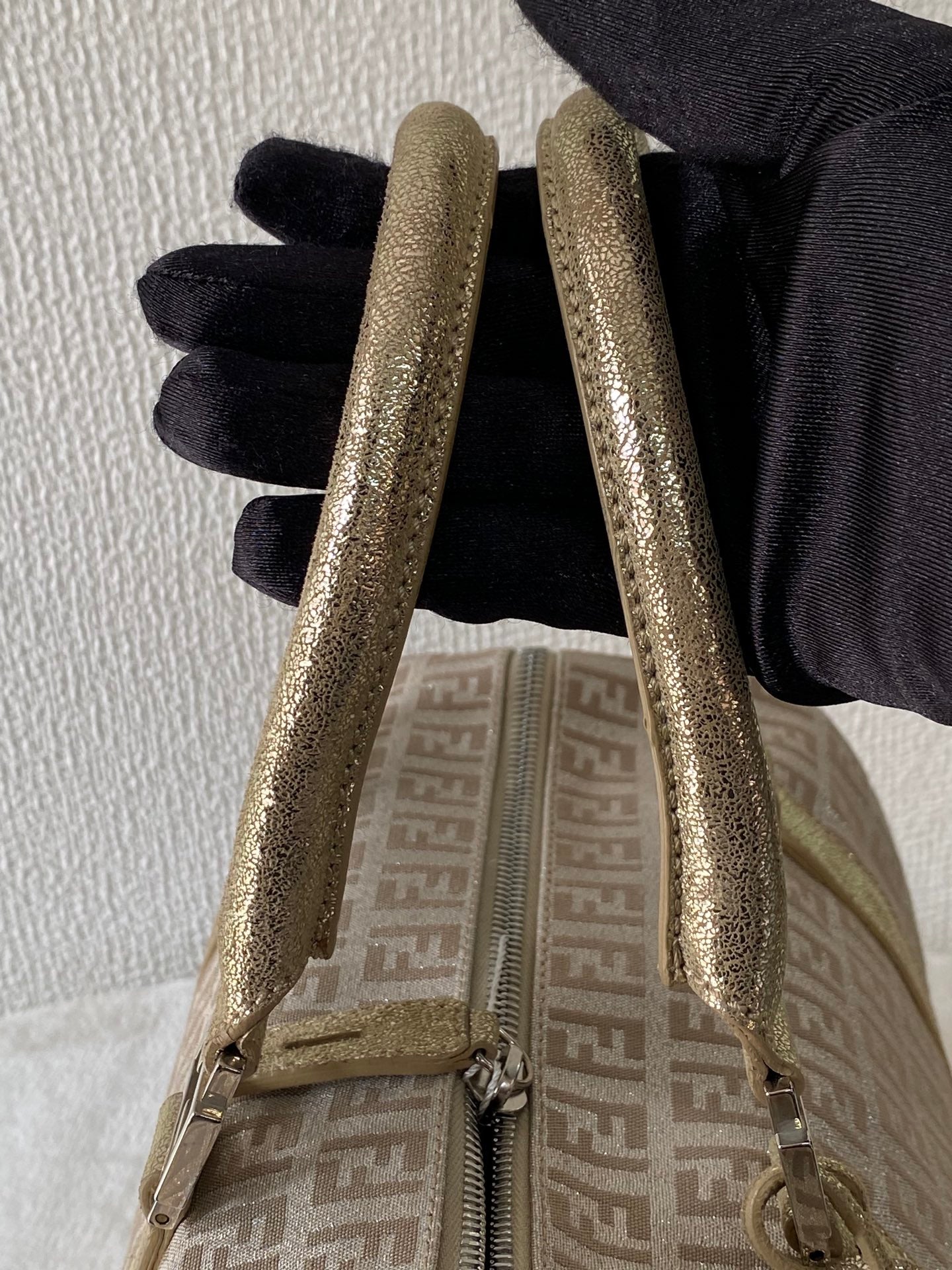FENDI Zucchino Boston Handbag