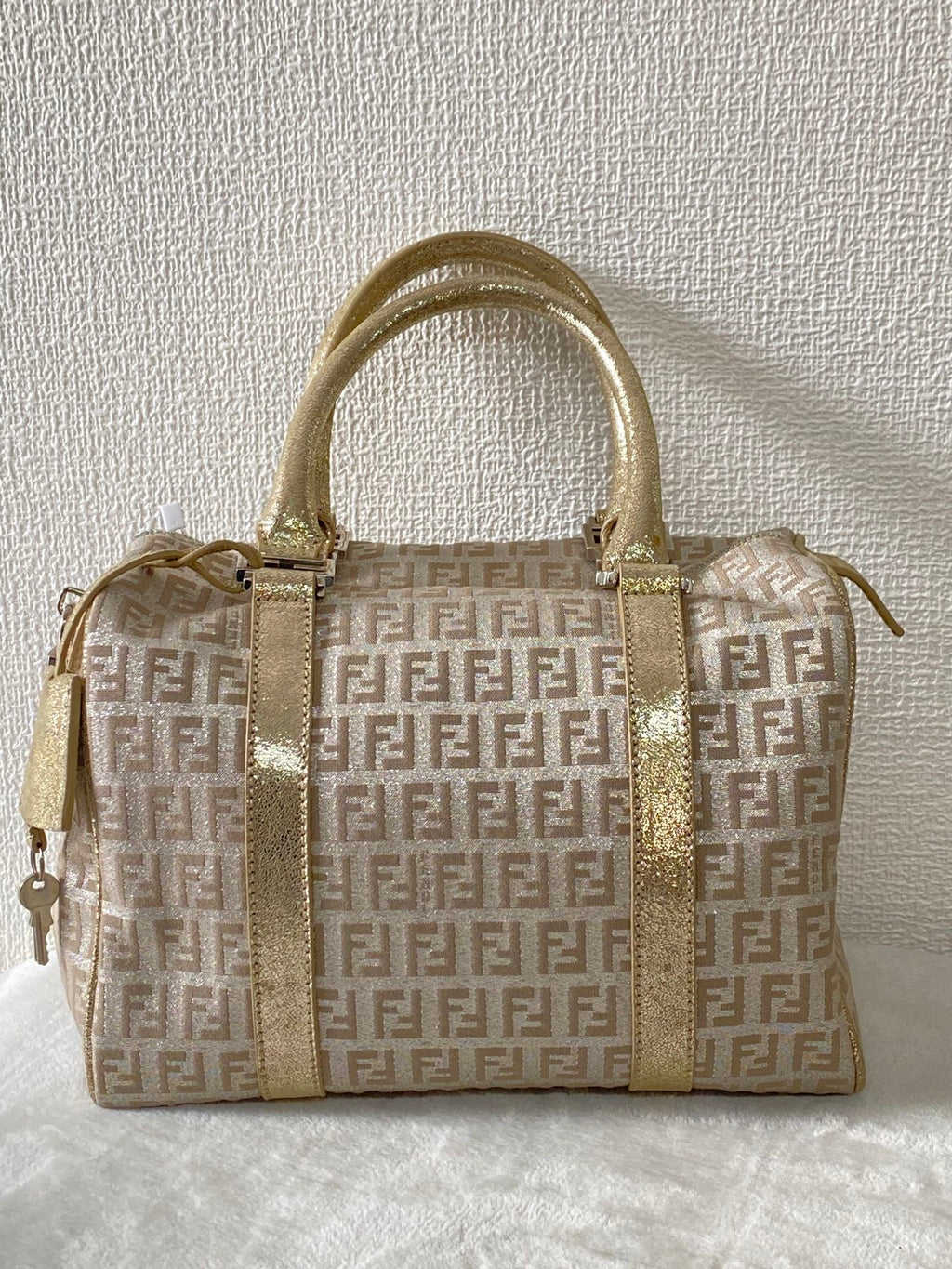 FENDI Zucchino Boston Handbag