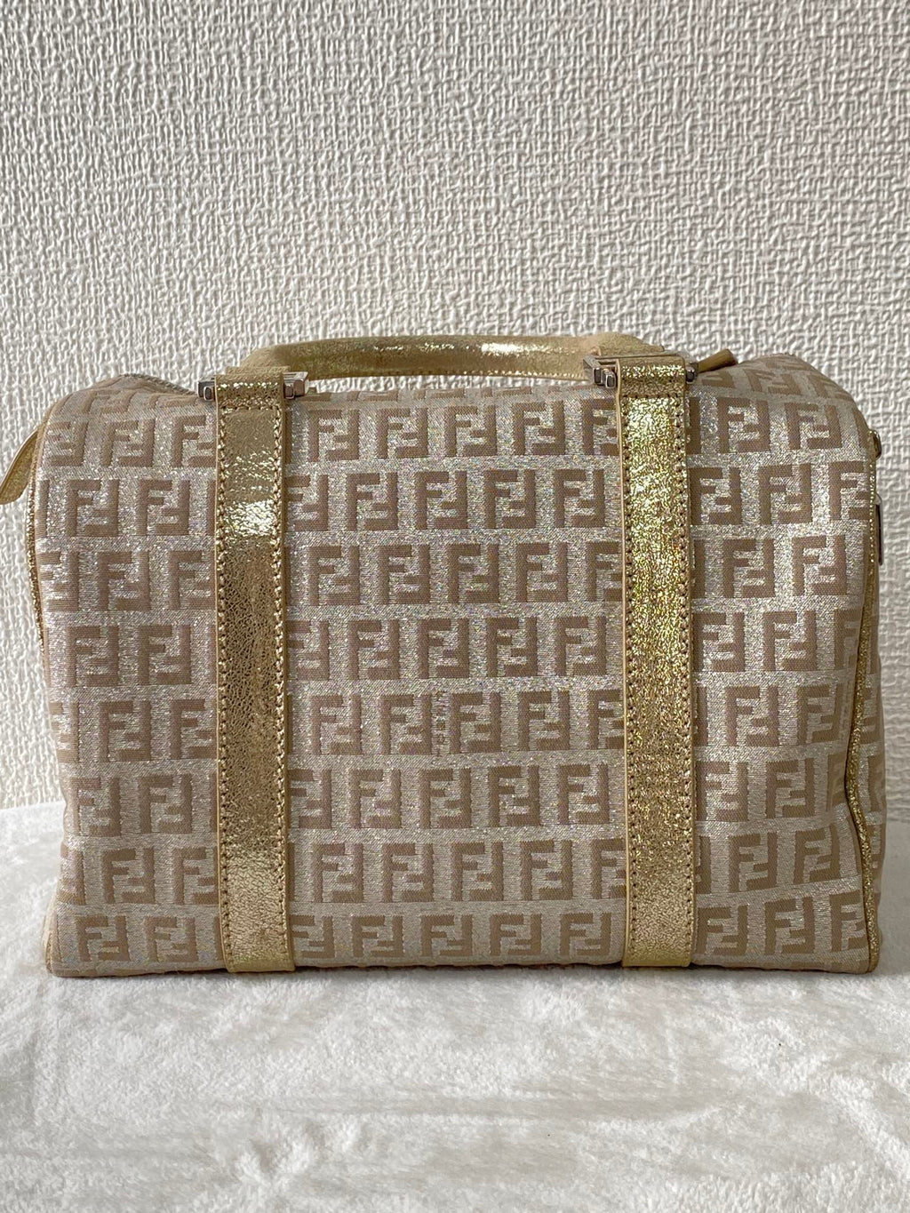 FENDI Zucchino Boston Handbag